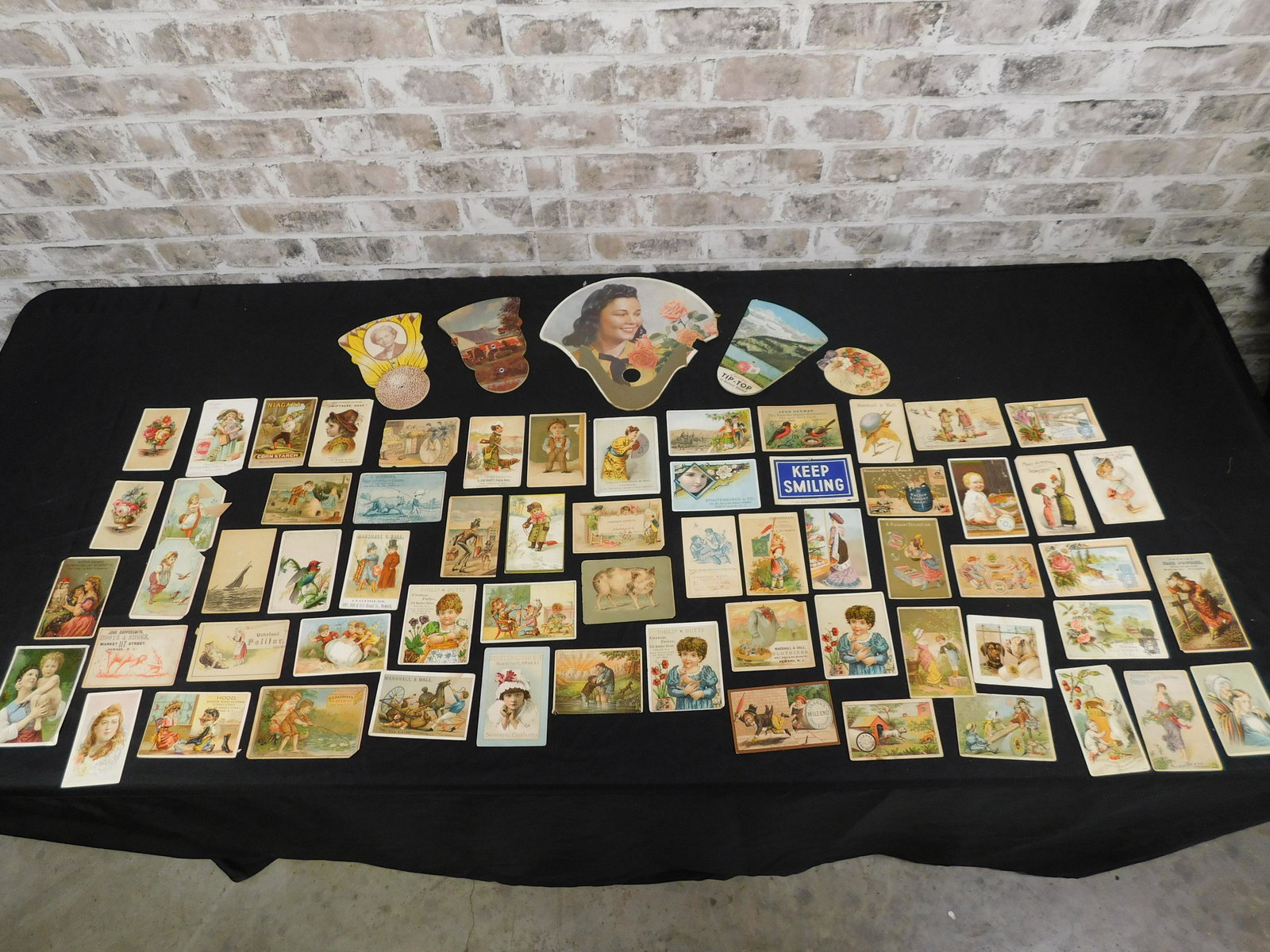 Lot of Advertising Fans and Victorian Calling Card (1 of 6)