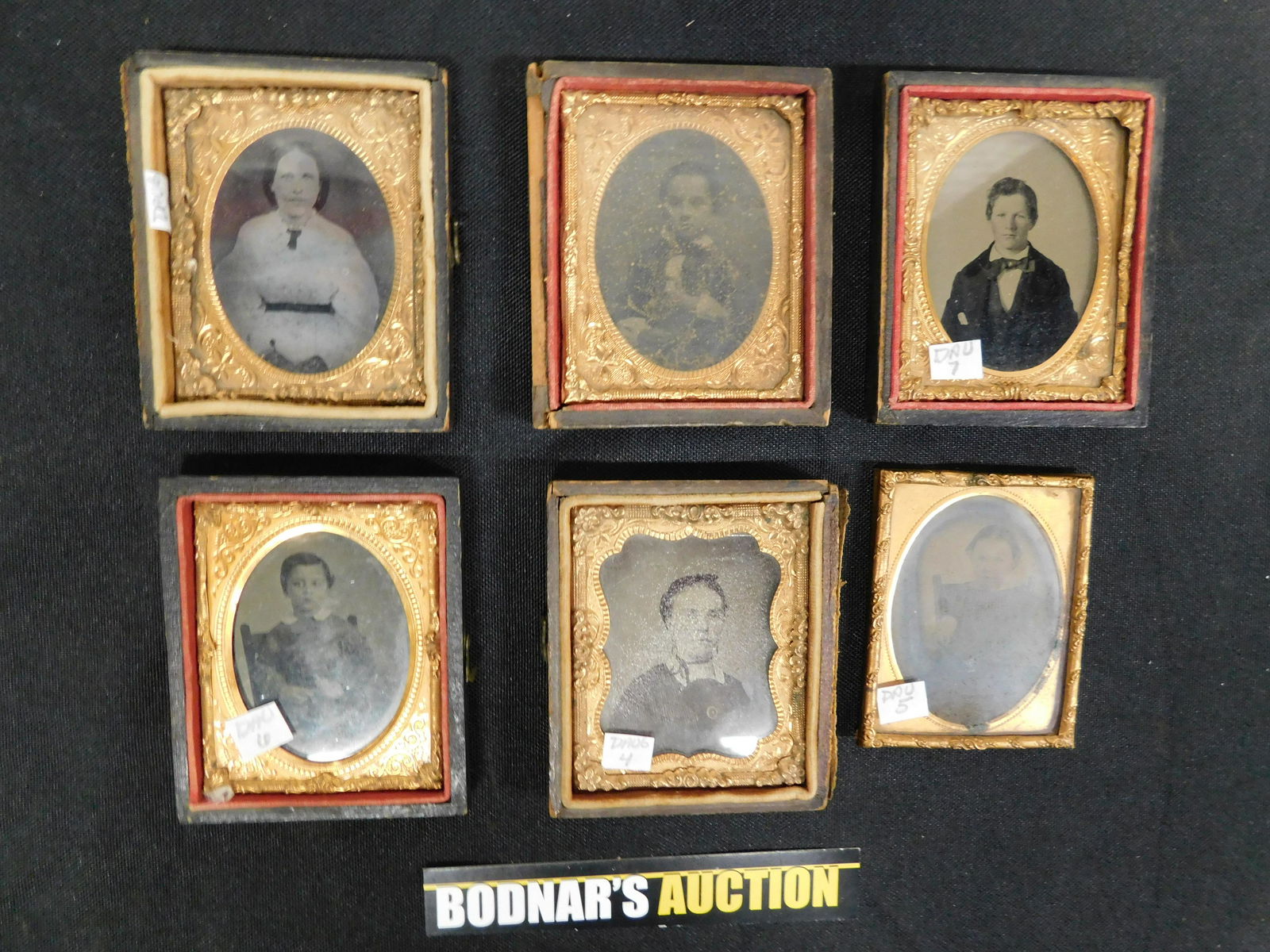 Lot of 6 Tintype Miniature Portraits Feb 10, 2022 Bodnar's Auction