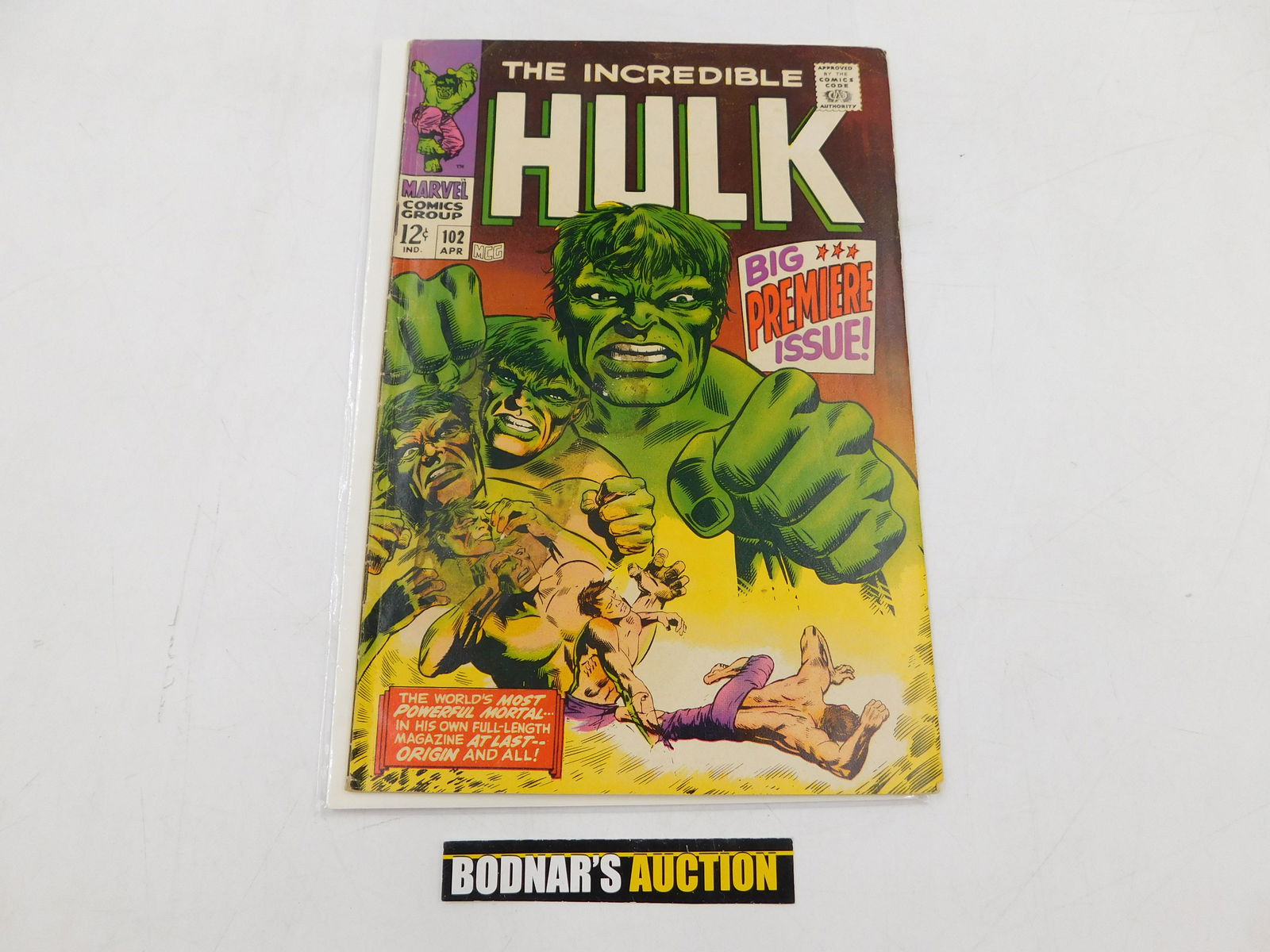 Incredible Hulk #102: Incredible Hulk #102. 1st Issue of Ongoing Series. Stain on Front Cover. Please read the terms and conditions. This sale will be broadcast live on sale day with full descriptions of each lot being sol