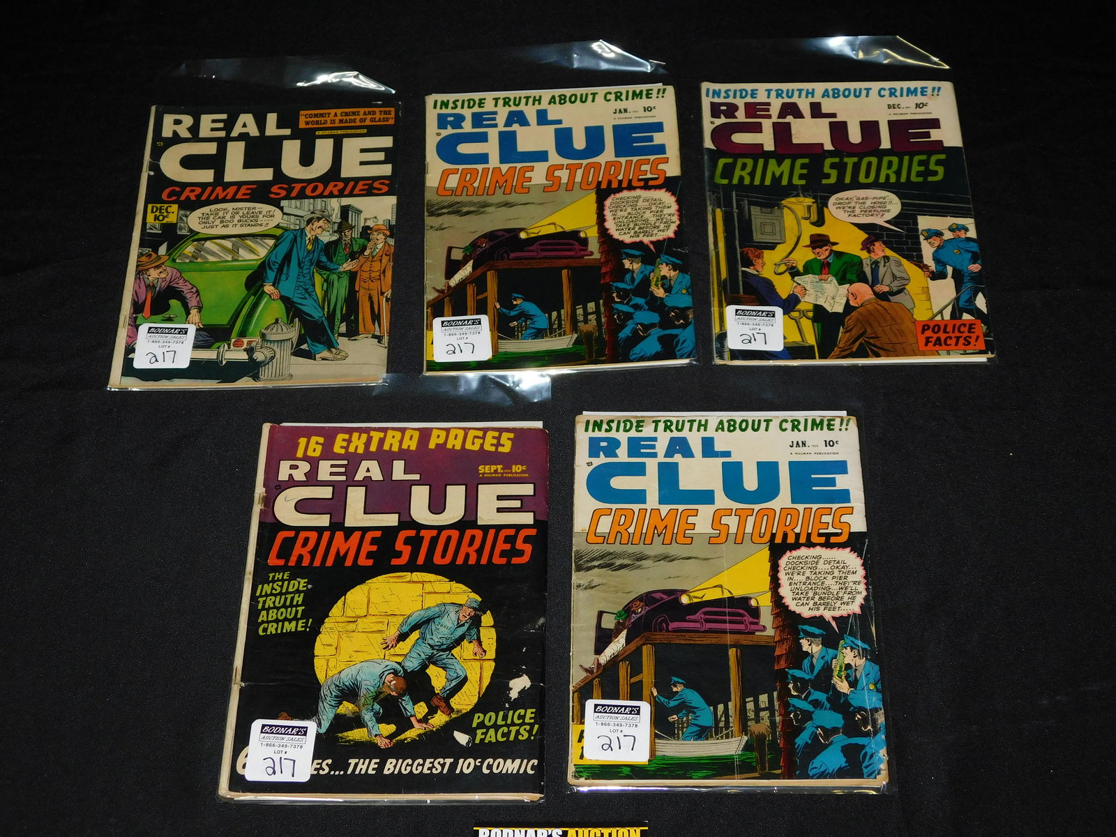 Lot of 5 Golden Age Real Clue Crime Stories Comics (1 of 3)