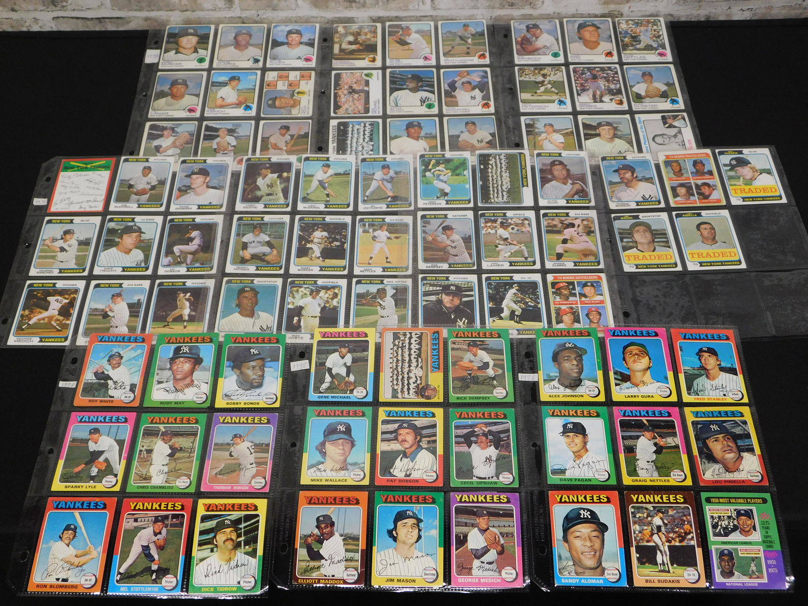 Lot of 1973, 1974, and 1975 Topps NY Yankees Baseball (1 of 7)