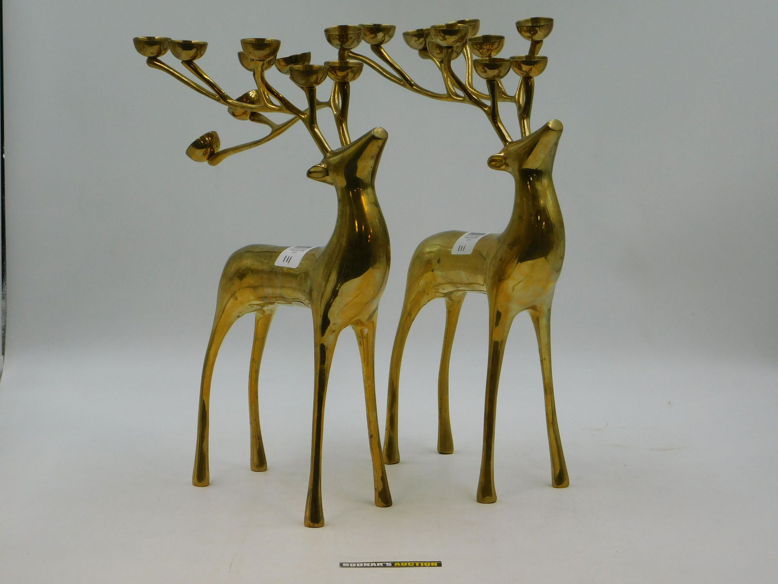 Pair of Brass Williams Sonoma Reindeer Candleholders (1 of 6)