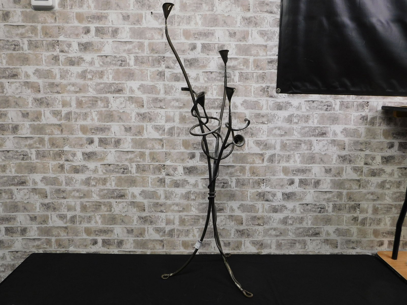 Modern Sculpture/Candleholder: Modern Sculpture/Candleholder with Calla Lilly type Holders. Measures 47" tall. This sale will be broadcast live on sale day with full descriptions of each lot being sold. All items MUST be paid for w