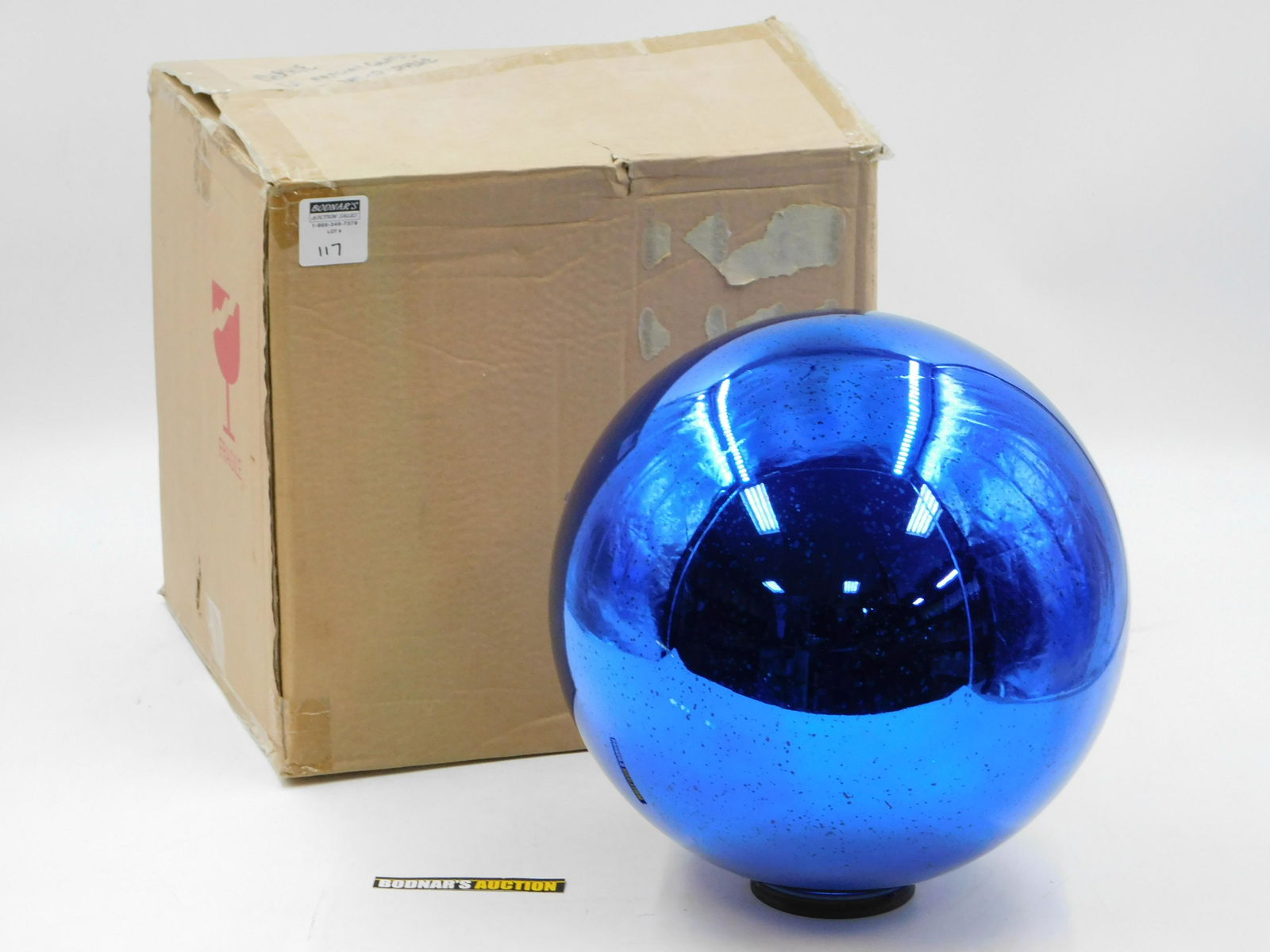 Oversized Light Up Mercury Glass Ball: Oversized Light Up Mercury Glass Ball by Valerie. Has box and Styrofoam. Measures 11.5" tall x 10.5" wide. This sale will be broadcast live on sale day with full descriptions of each lot being sold. A