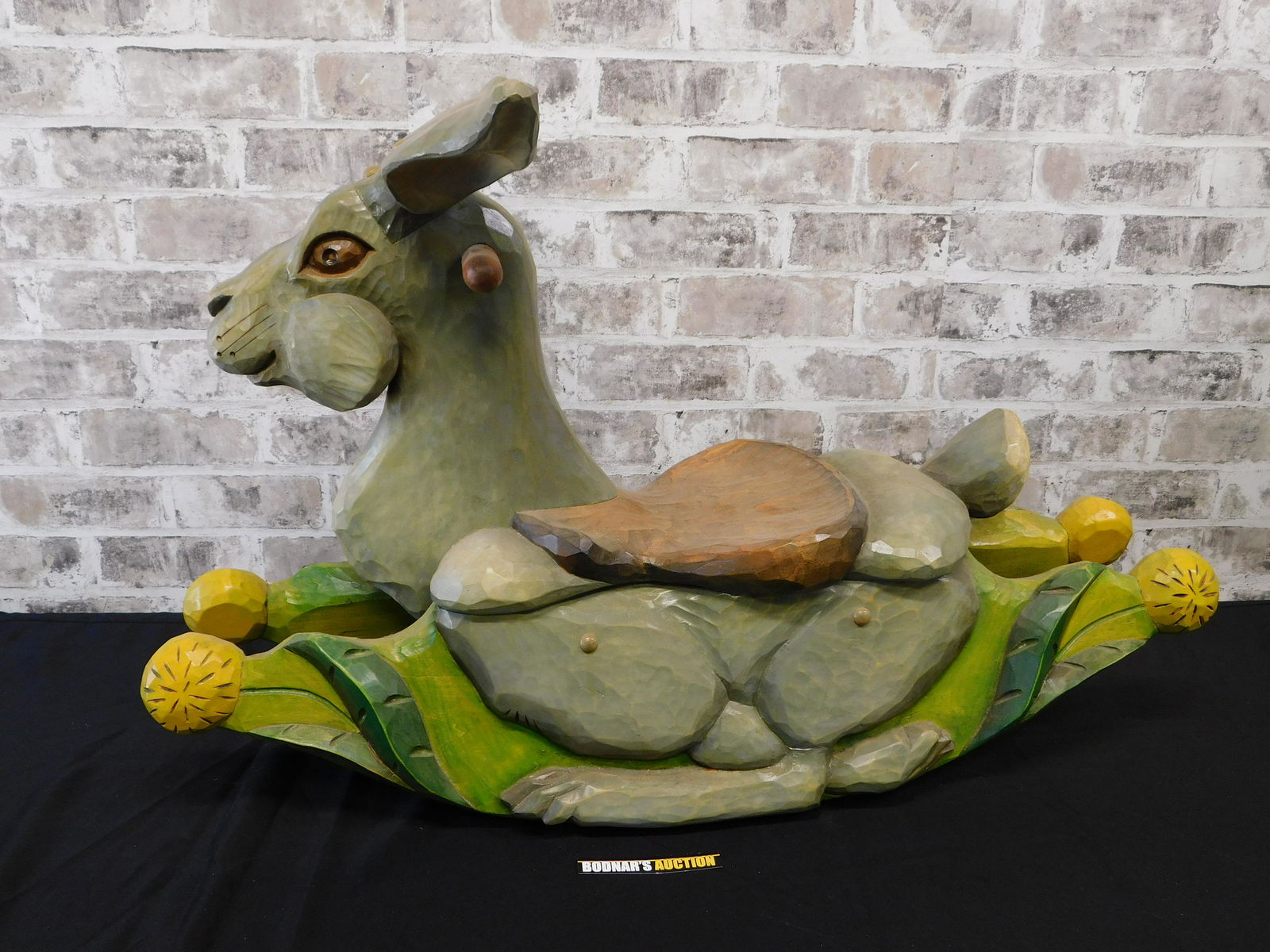 Carved Child's Rabbit Rocker (1 of 5)