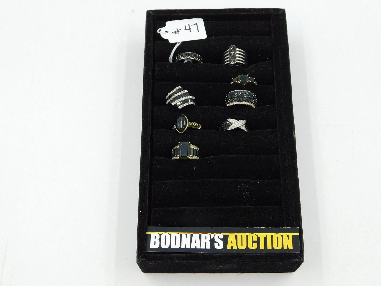 Lot of Black Stone and Sterling Rings (1 of 9)