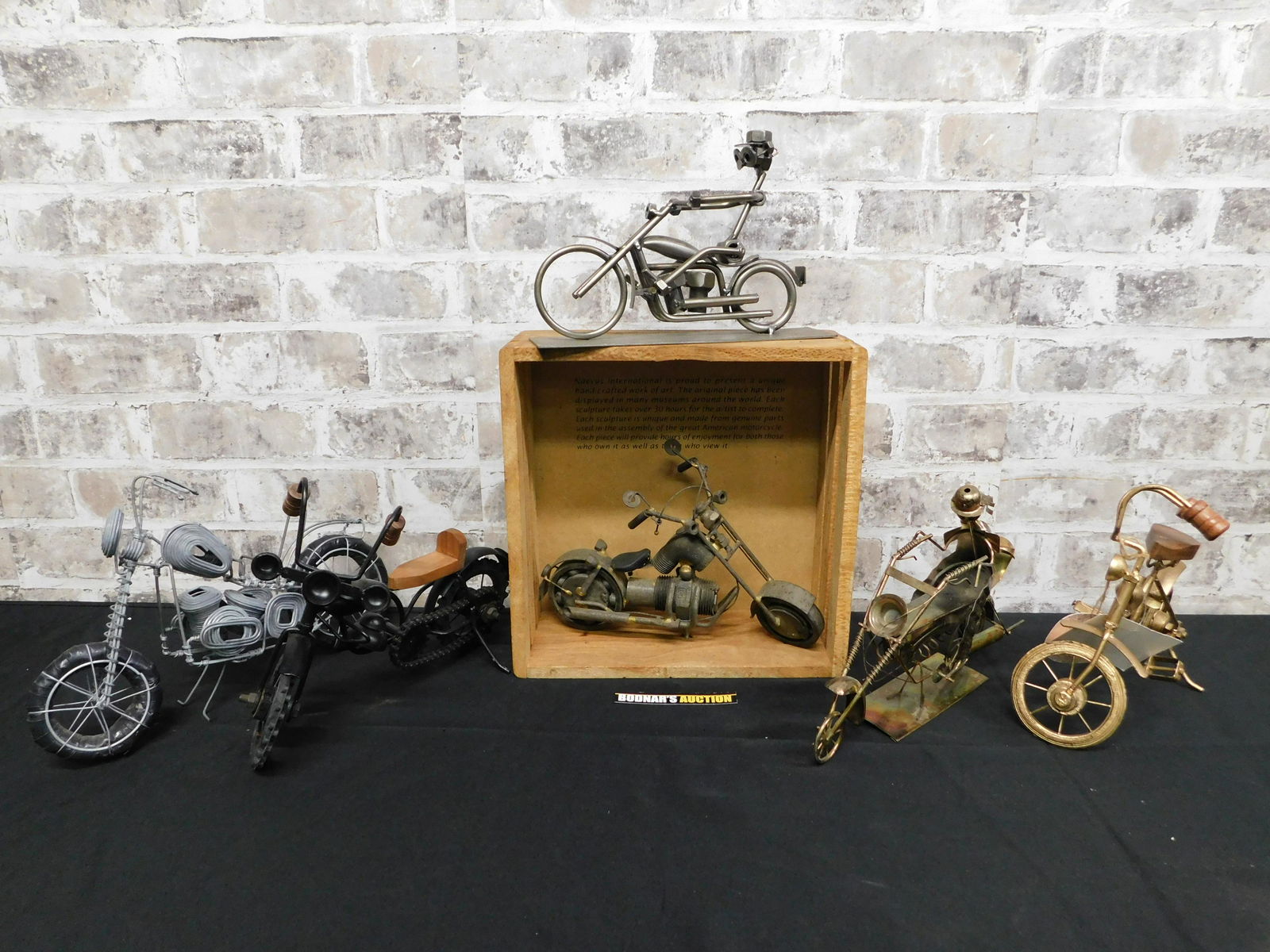 Lot of 6 Decorative Metal Sculptures of Motorcycles and Bicycles (1 of 14)
