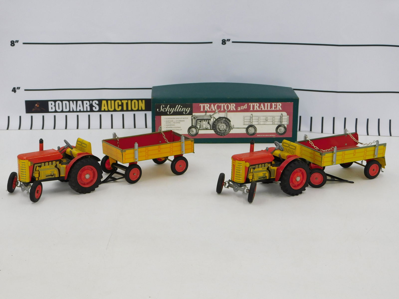 Lot of 2 Tin Key Wind Up Tractor Trailers (1 of 5)