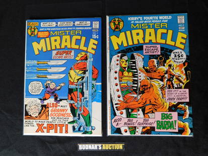 Lot of 2 Mr. Miracle Comics: Lot of 2 Comics including Mr. Miracle #2 and #4. #2 is first appearance of Granny Goodness and #4 is 1st appearance of Big Barda. Please read the terms and conditions. This sale will be broadcast