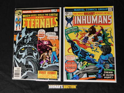 Lot of 2 Comics - Eternals #1 and Inhumans #1: Lot of 2 Comics including Eternals #1 and Inhumans #1. Please read the terms and conditions. This sale will be broadcast live on sale day with full descriptions of each lot being sold. All items MUST