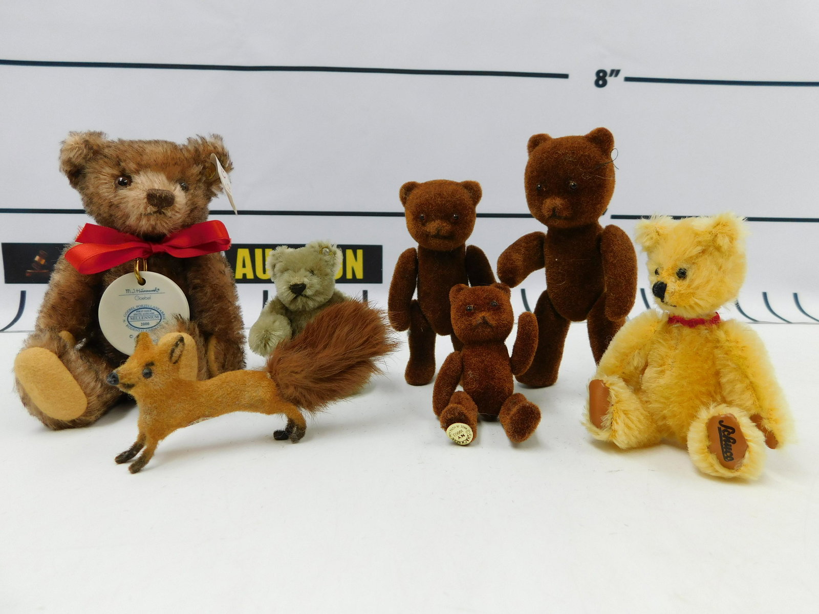 Mixed Lot of Bears: Mixed Lot of Bears. Including Schuco, Goebel, Shackman, and More. Measures 1.75" - 4.75" tall. Please read the terms and conditions. This sale will be broadcast live on sale day with full descriptions