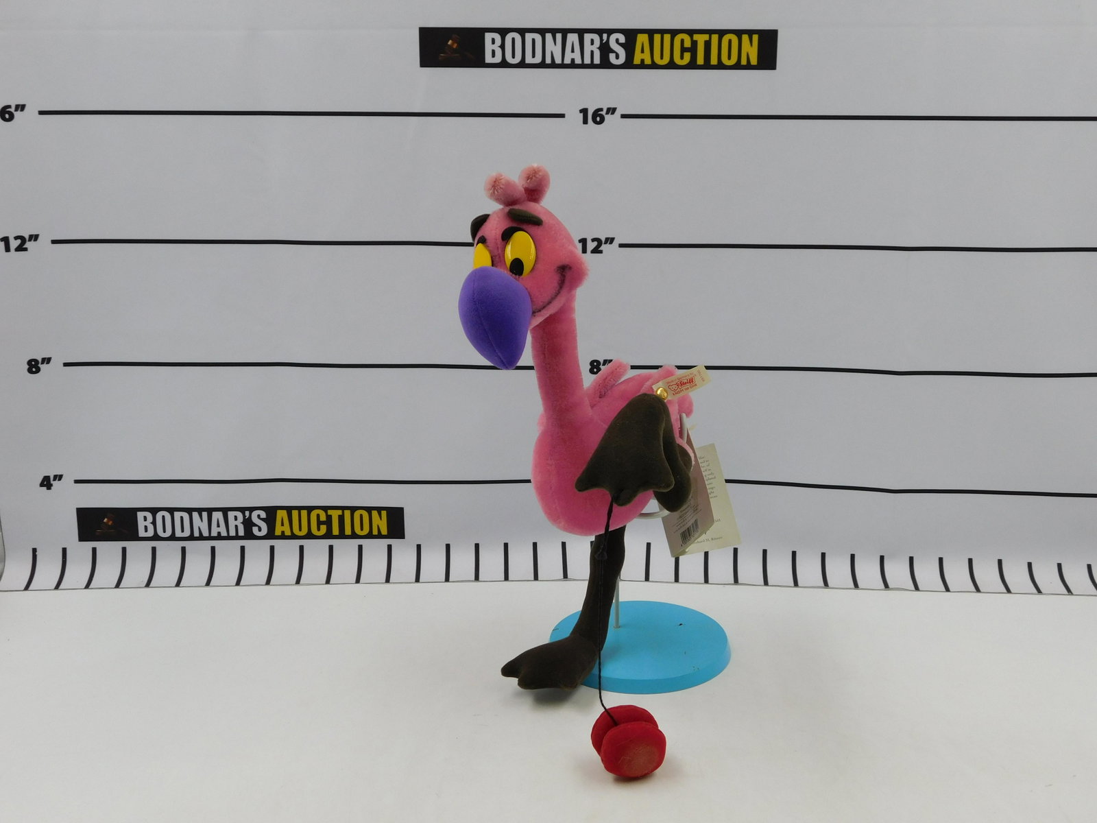 Steiff Fantasia Flamingo: Steiff Disney 60th Anniversary Fantasia Flamingo. Limited Edition 263/2000. Comes with Tag and Stand. Measures 14" tall. Please read the terms and conditions. This sale will be broadcast live on sale 