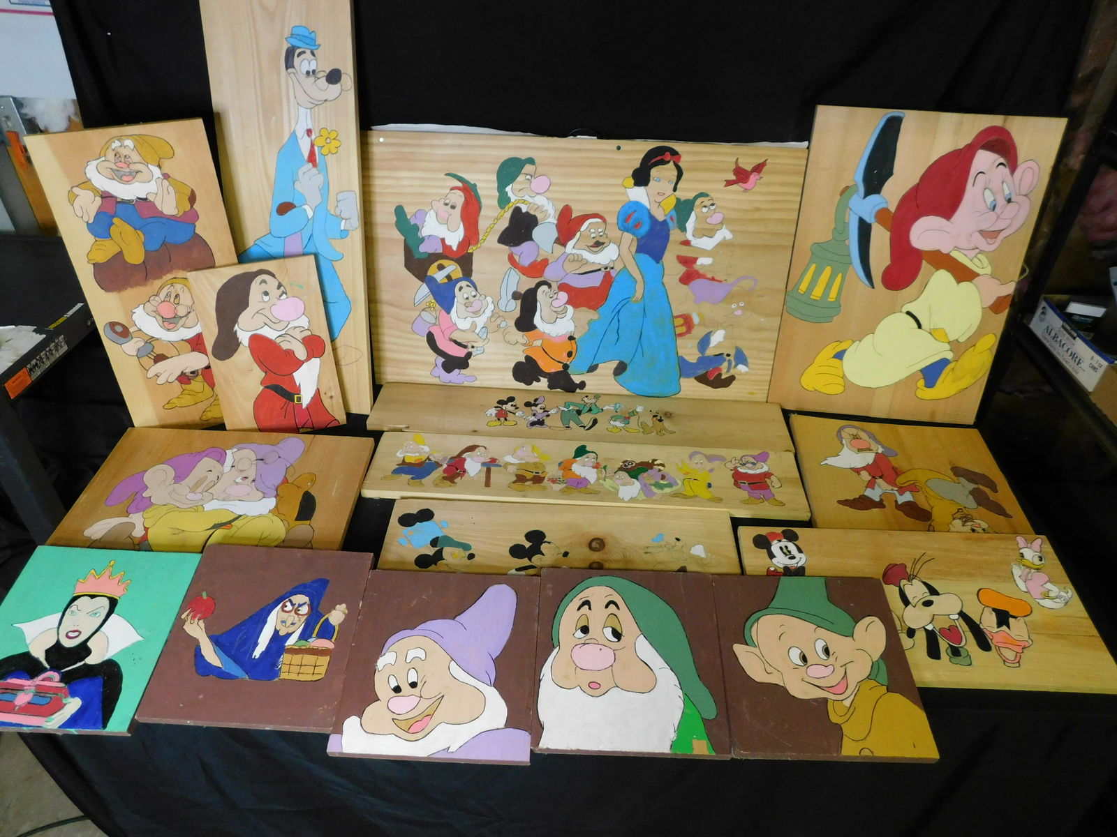 Lot of 16 Homemade Handpainted Disney Art on Wood (1 of 20)