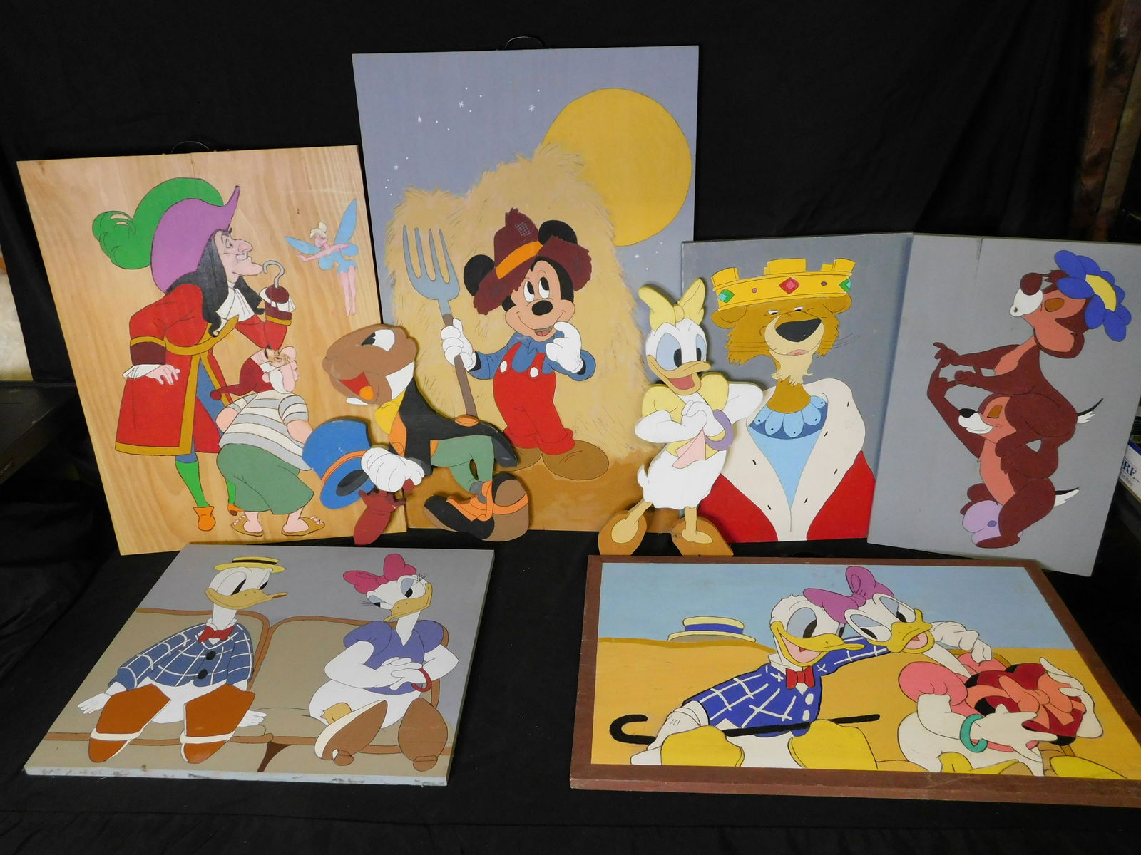 Lot of 8 Homemade Handpainted Disney Art on Wood (1 of 14)