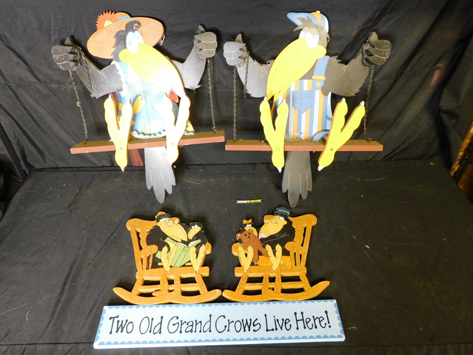 Lot of 3 Crow Wooden Decorations (1 of 4)