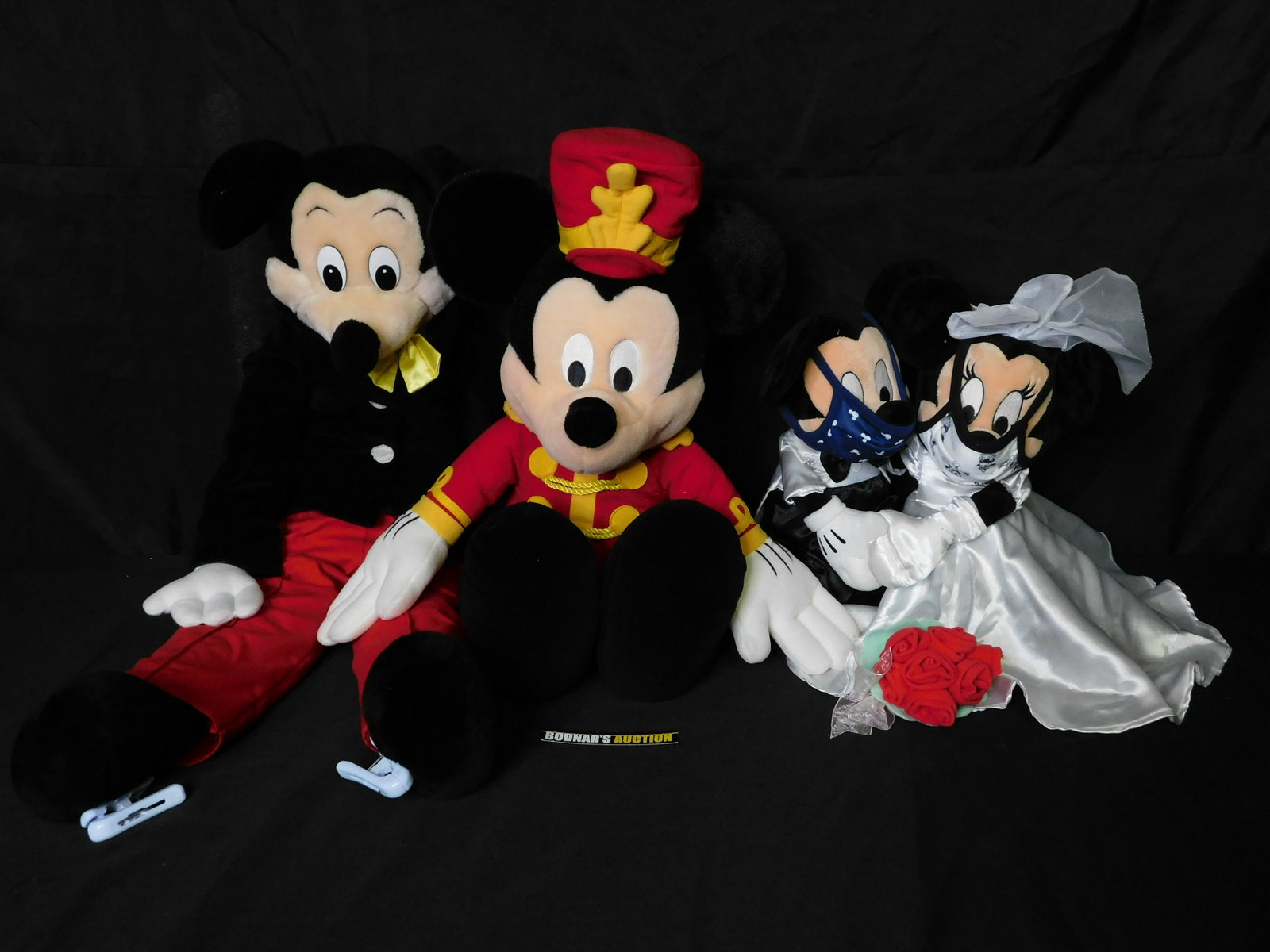 Lot of Disney Plush: Lot of Disney Plush. Includes 2 Mickey Mouse and 1 Mickey and Minnie - Bride and Groom. Please read the terms and conditions. This sale will be broadcast live on sale day with full descriptions of eac