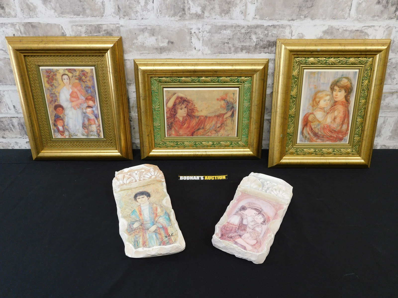 Lot of 3 Framed Plaques and a Pair of Wall Hangings by Hibel (1 of 17)