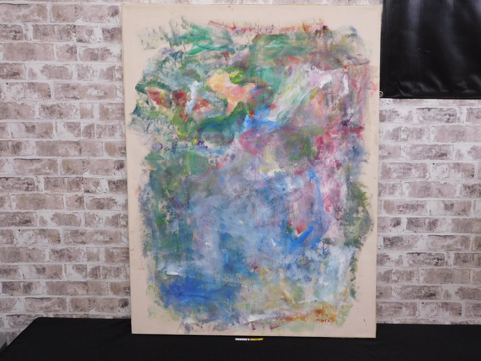 Blooms in Spring Abstract Oil on Canvas by Susan Marx: Abstract oil on canvas by Susan Marx. Entitled "Blooms in Spring". Signed lower right Marx. She was a local New Jersey artist. Find out more about the artist at www.susanmarxartist.com. Frame measures
