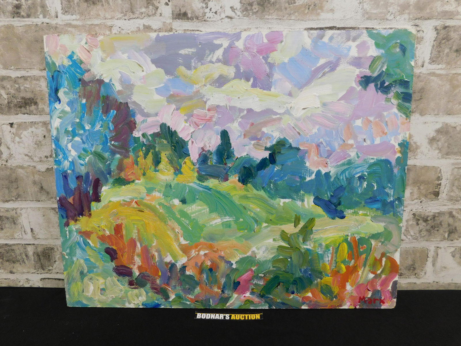 West Orange by the Golf Course Impressionist Oil on Masonite by Susan Marx: Impressionist oil on Masonite by Susan Marx. Entitled "West Orange by the Golf Course". Signed lower right Marx. She was a local New Jersey artist. Find out more about the artist at www.susanmarxartis