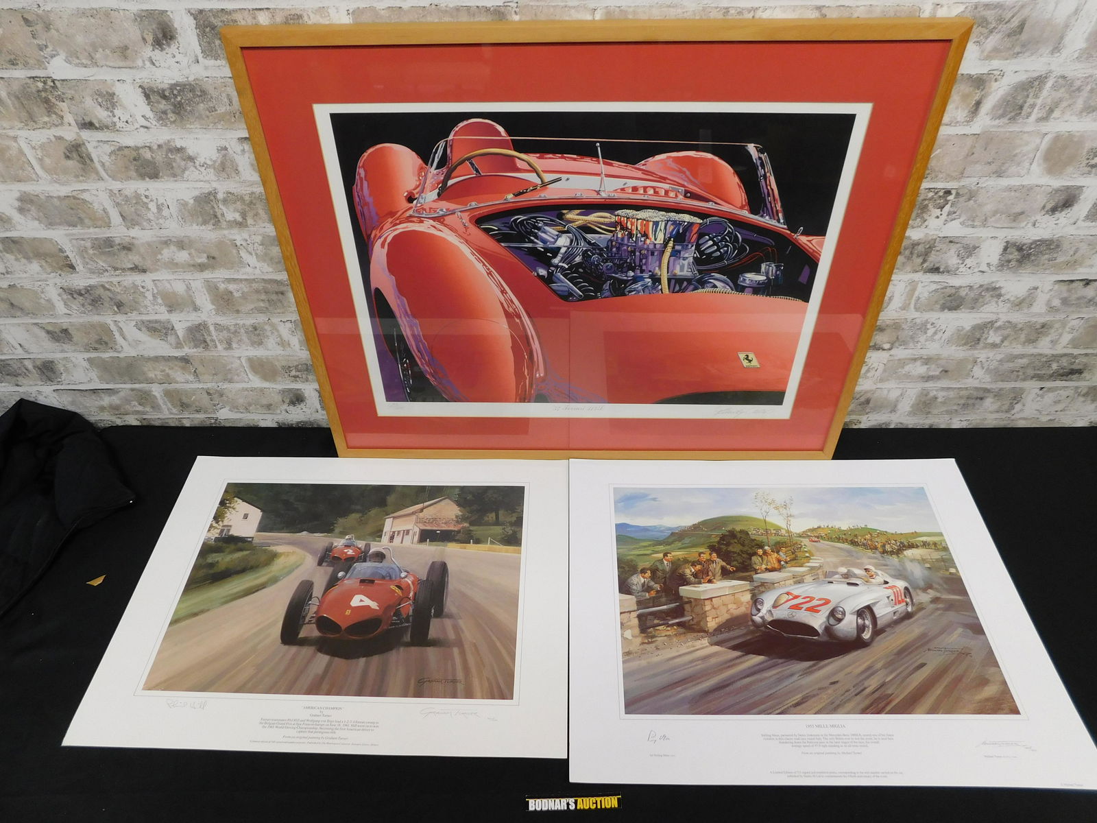 Lot of 3 Race Car Related Lithographs (1 of 20)