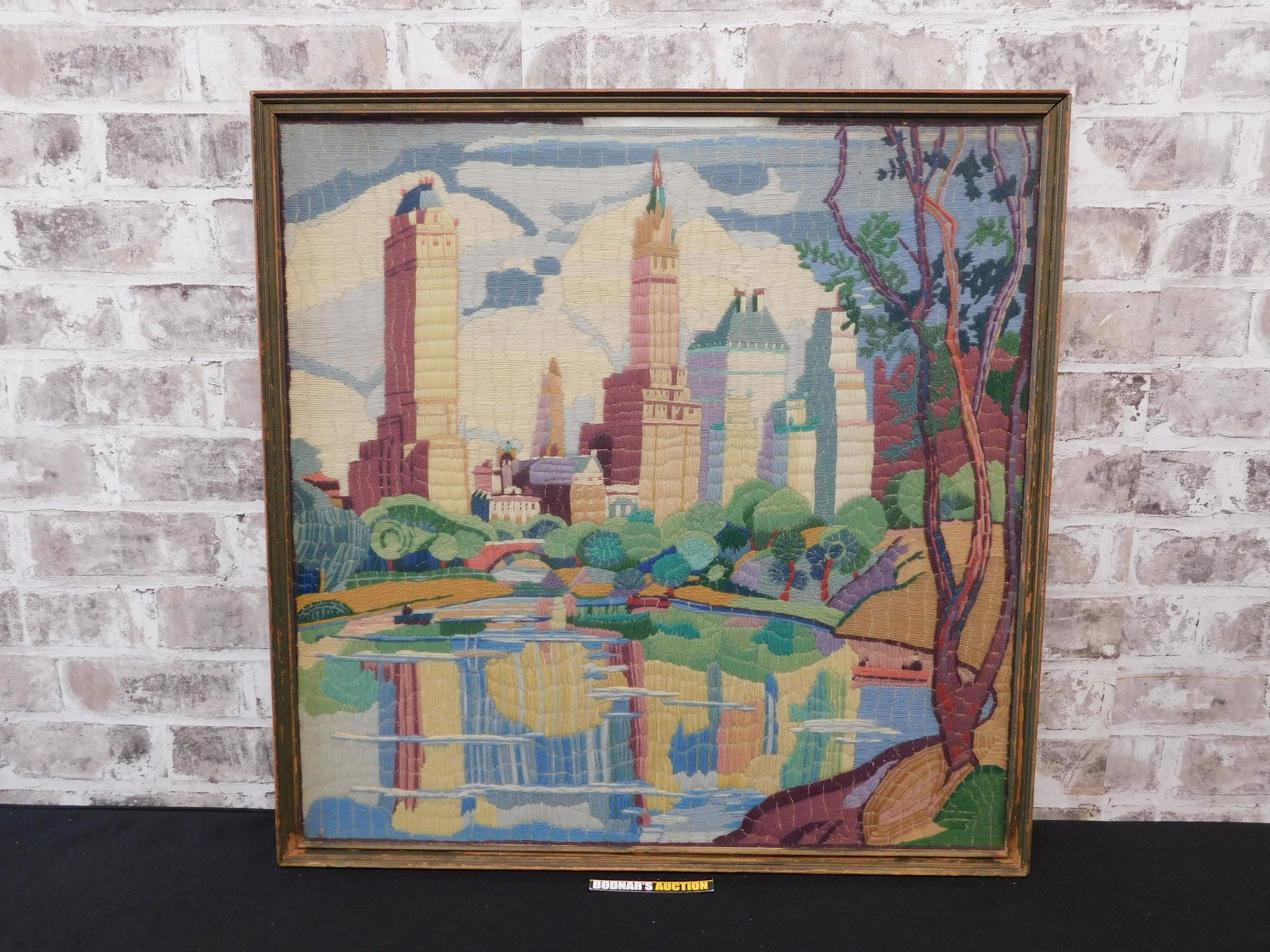 Framed Needlepoint of City Scene (1 of 7)