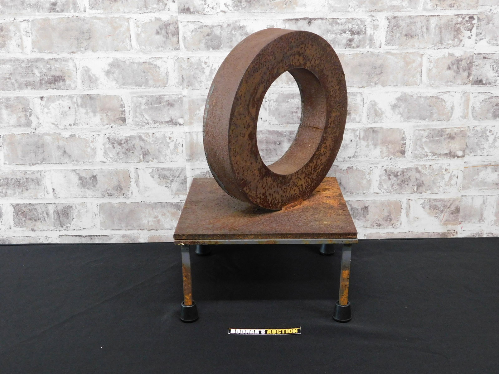 Cast Iron Industrial Abstract Sculpture: Cast Iron industrial abstract sculpture on base. Measures approx. 16" tall x 10" wide. Please read the terms and conditions. This sale will be broadcast live on sale day with full descriptions of each