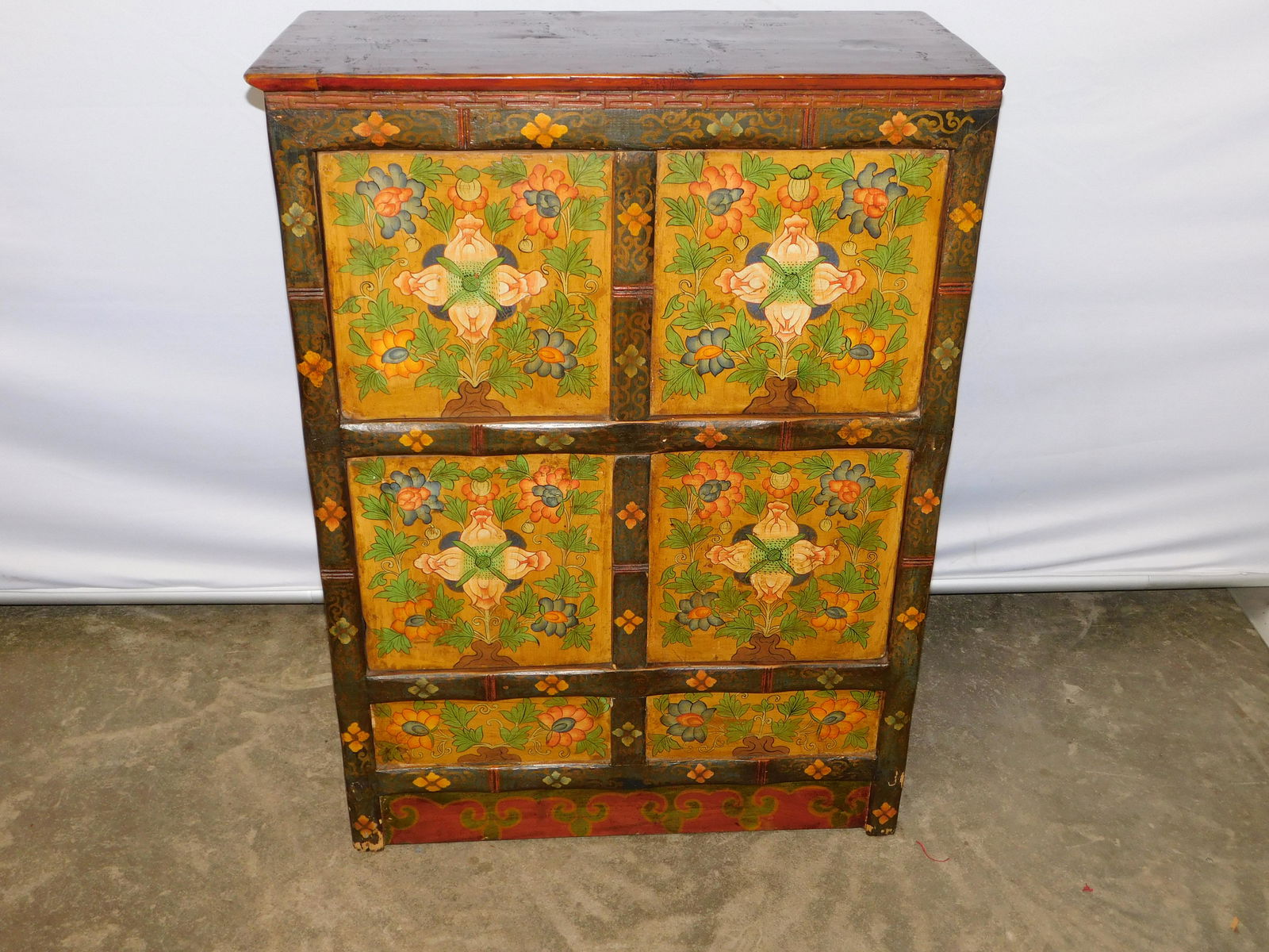 Tibetan Hand Painted 2 Shelf Chest (1 of 6)