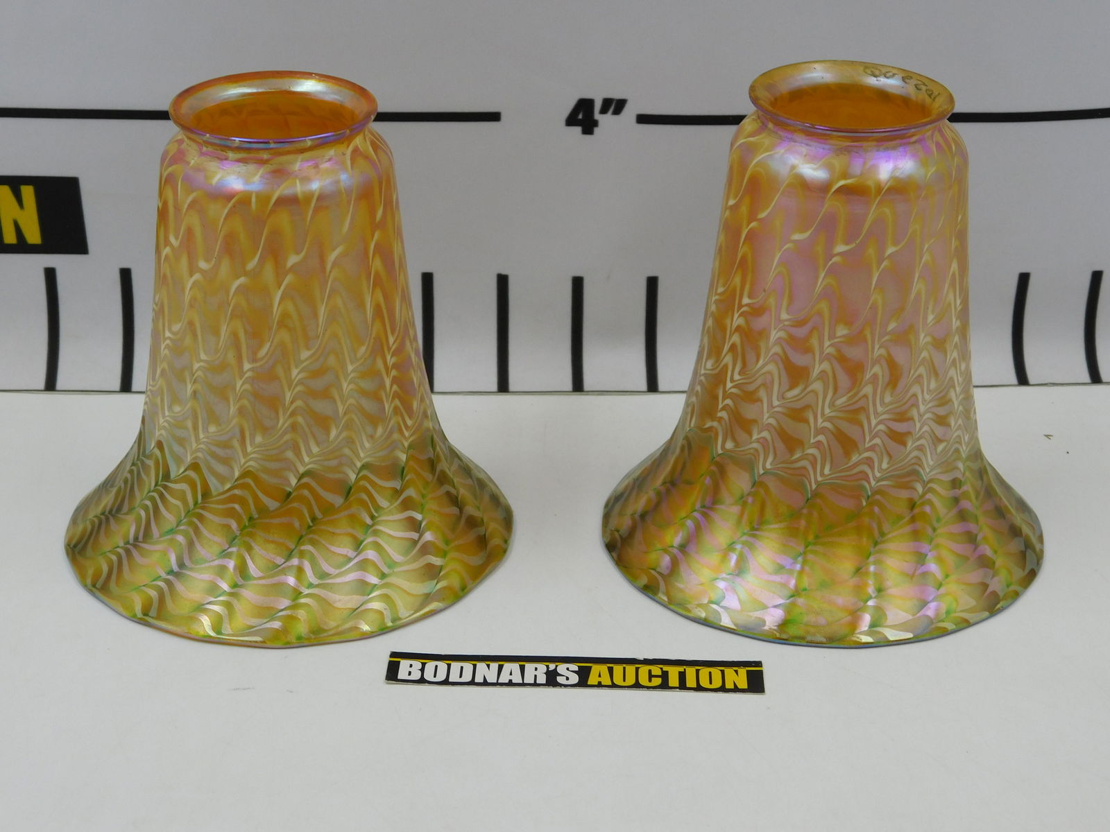 Pair of Quezal Art Glass Lamp Shades (1 of 7)
