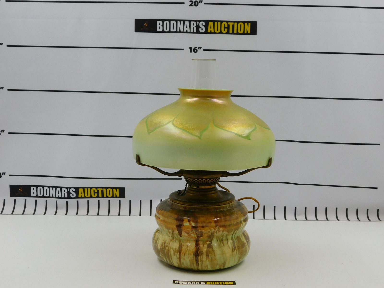 Art Pottery with Art Glass Shade Table Lamp (1 of 12)