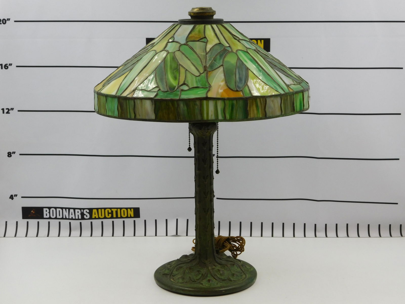 Tiffany Style Stained Glass Lamp with Bronze Base (1 of 9)