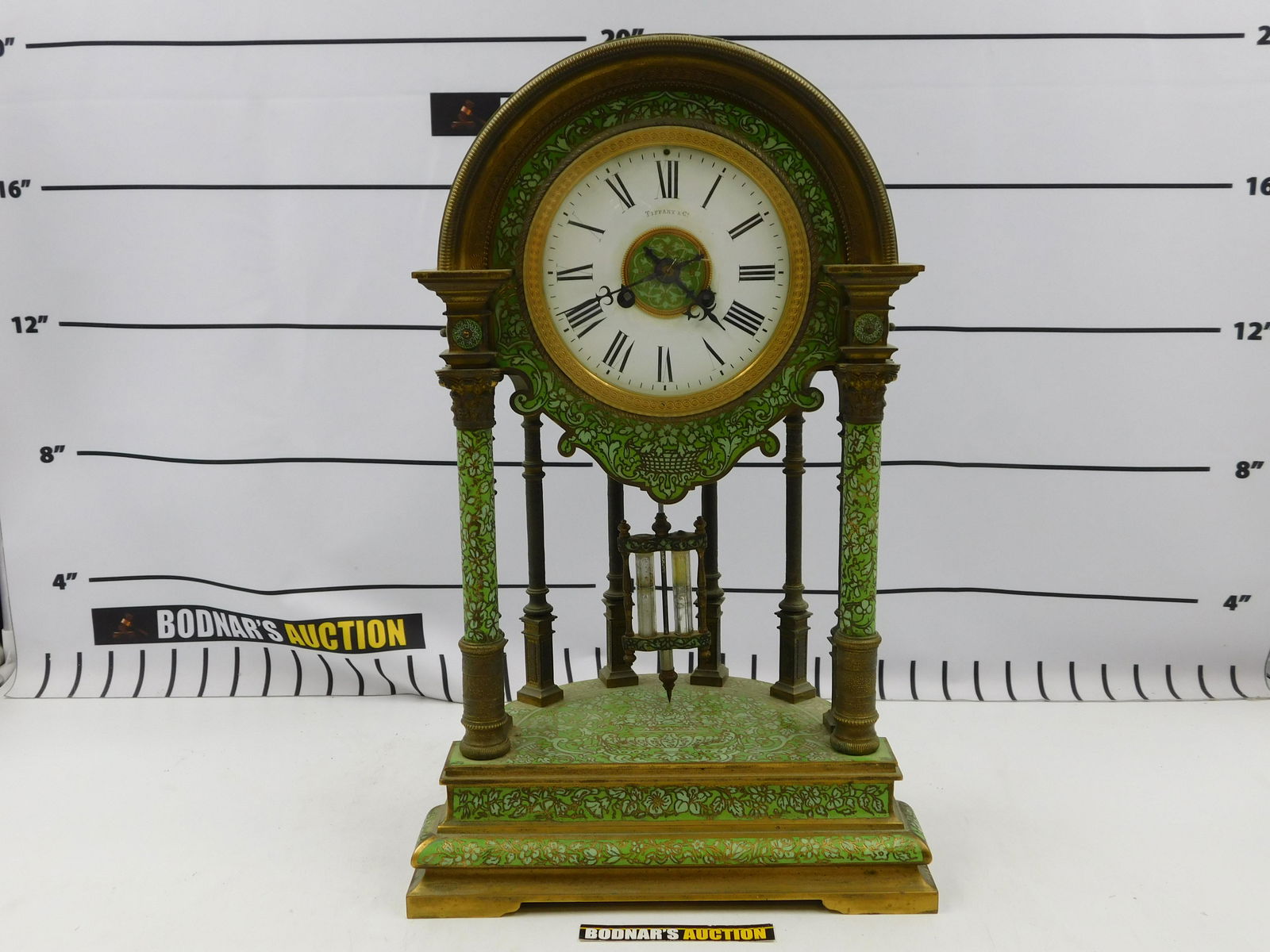 Tiffany & Co. Champleve and Bronze Mantle Clock (1 of 16)