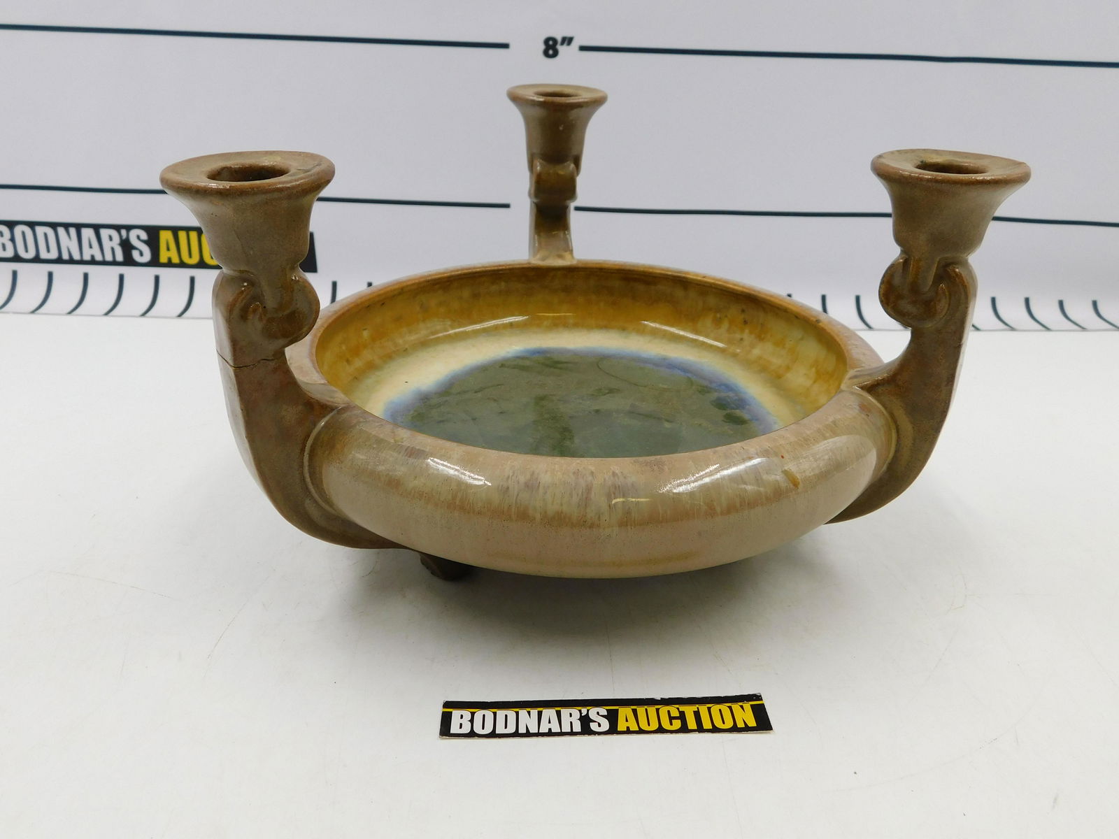 Fulper Centerpiece with 3 Candle Holders (1 of 7)