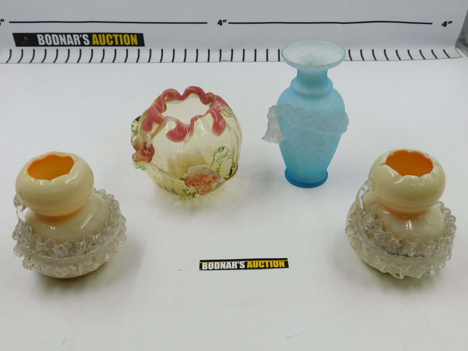 4 Victorian Art Glass Vases (1 of 8)