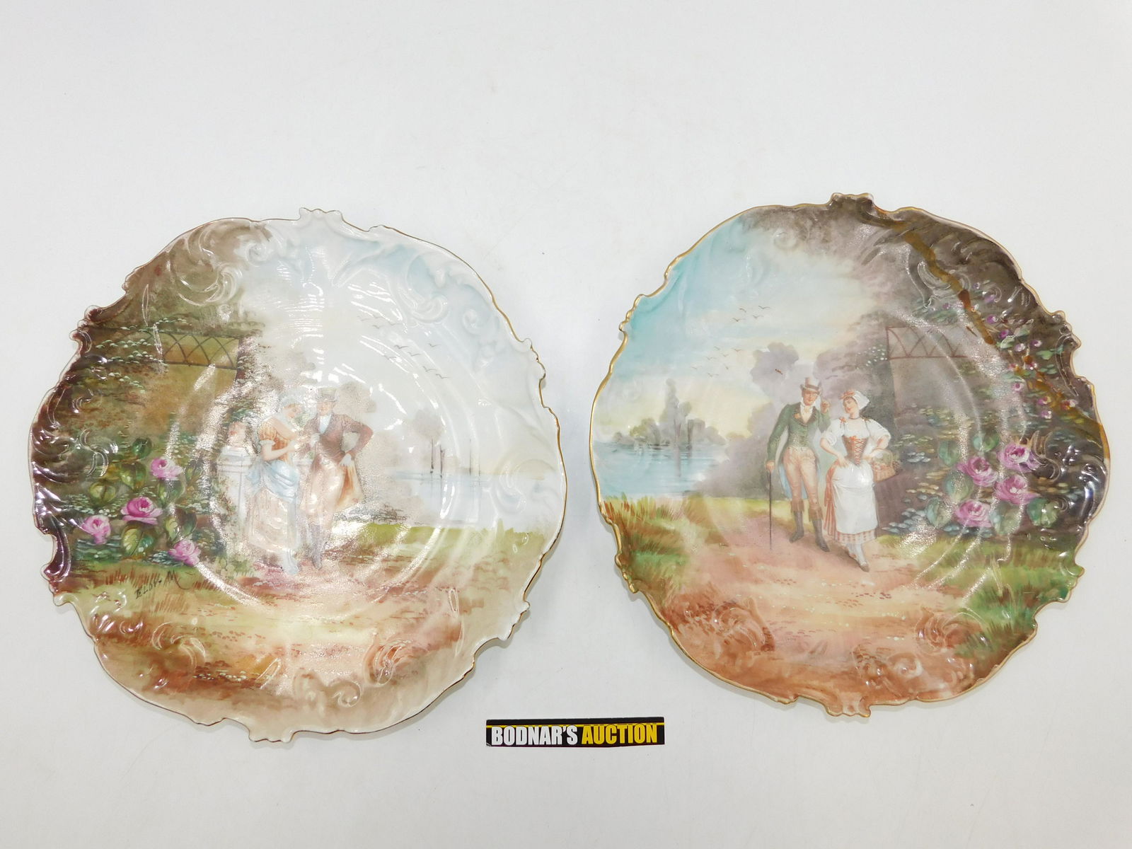 Pair of Hand Painted Plates - Lovers (1 of 5)
