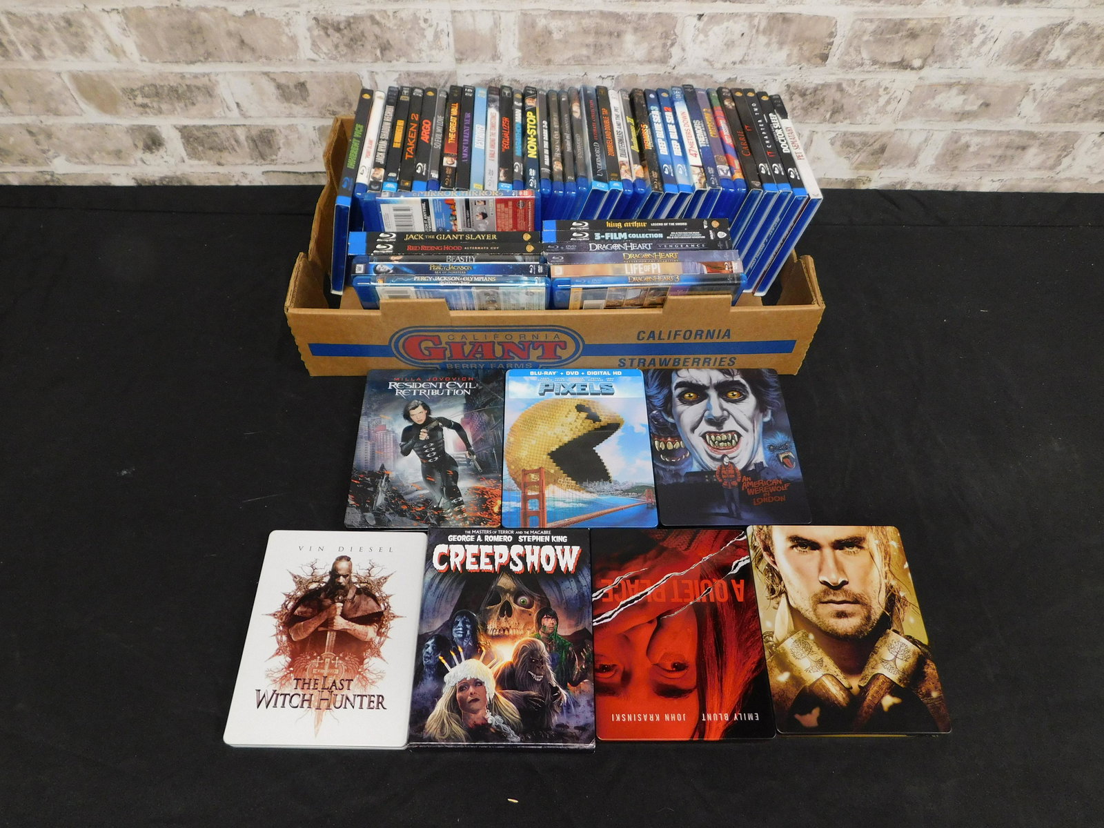 Lot of Mixed Genre Blu-Rays: Lot of Mixed Genre Blu-Rays. Includes titles such as Resident Evil (Steelbook), The Last Witch Hunter (Steelbook), The Huntsman: Winter's War (Steelbook), An American Werewolf in London (Steelbook), P