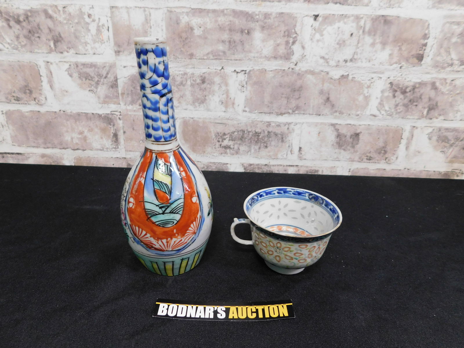 Lot of 2 Handpainted Oriental Items (1 of 9)