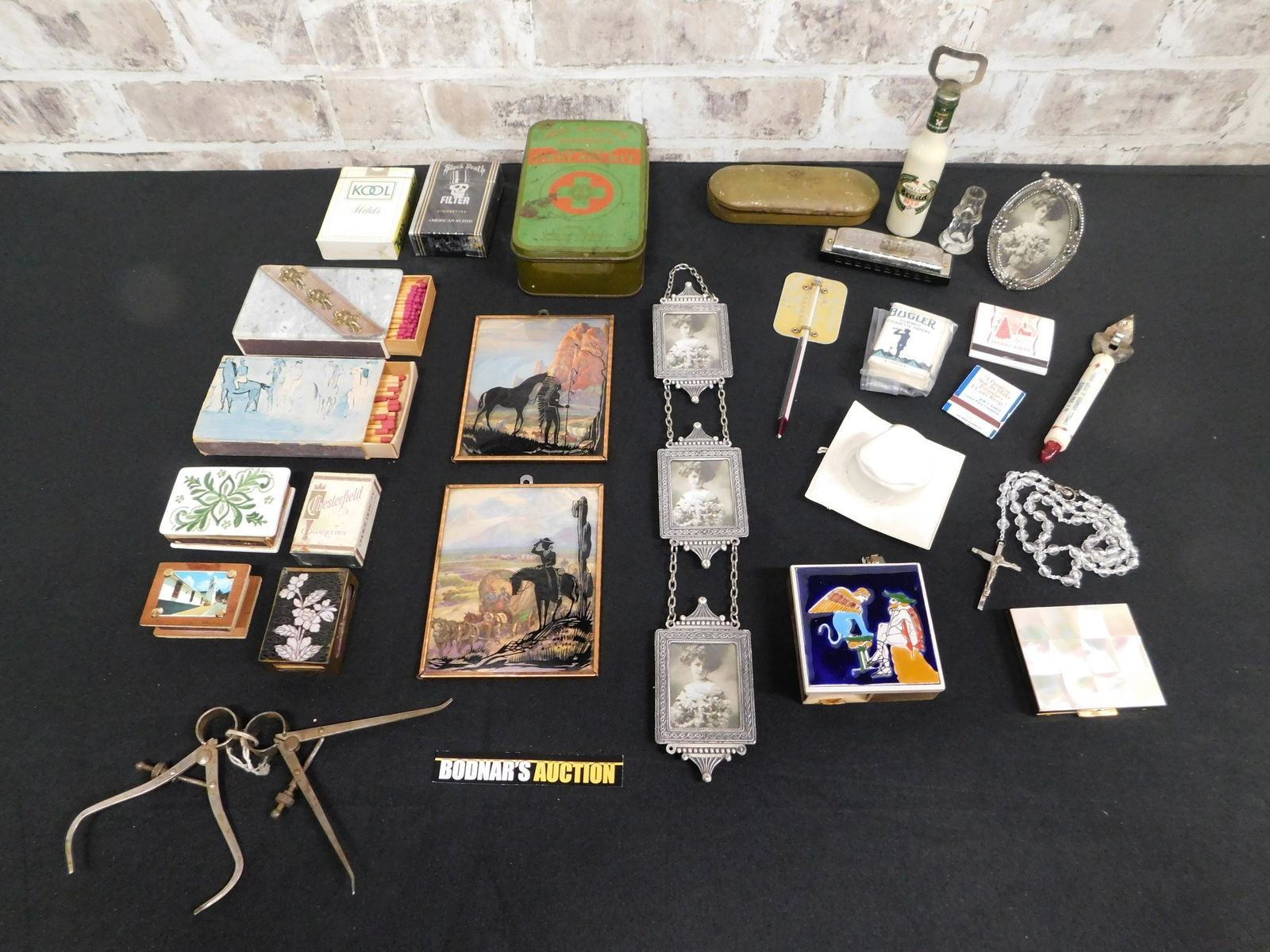 Mixed Lot of Collectibles -Many Tobacco: Mixed Lot of Collectibles including Vintage Tobacciana, Picture Frames, Match Cases and More. Please read the terms and conditions. This sale will be broadcast live on sale day with full descriptions