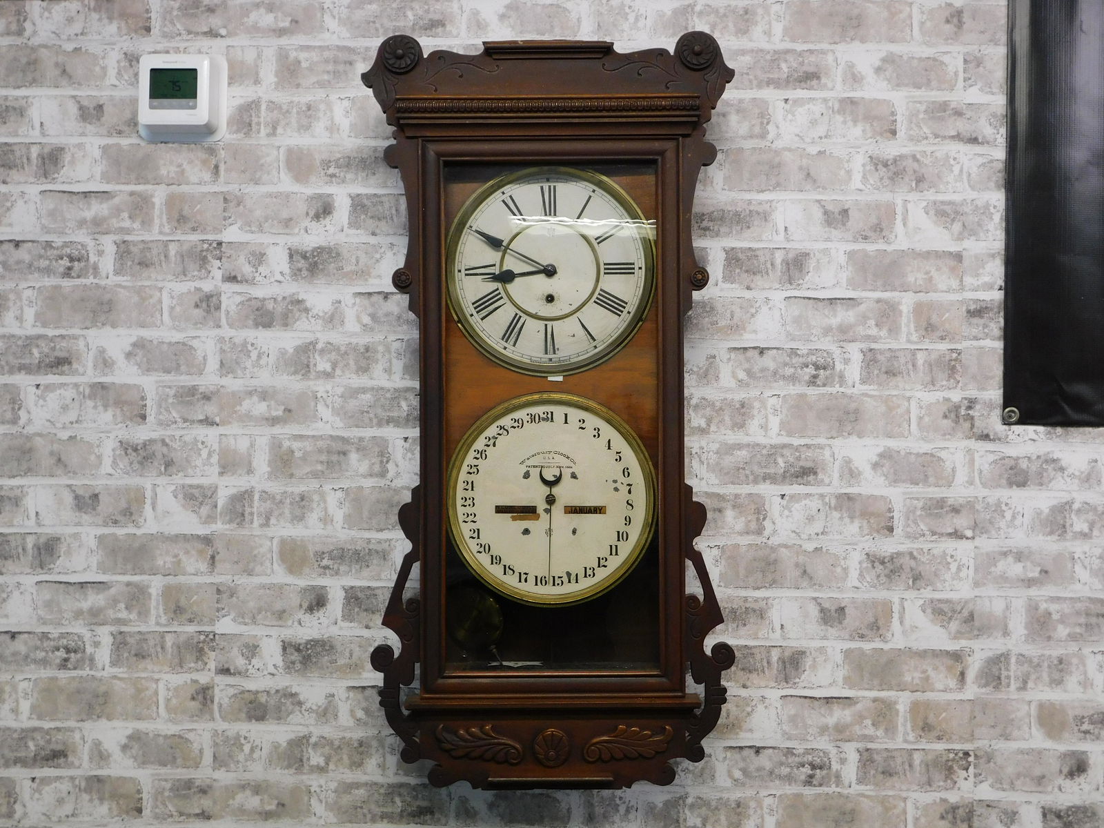 Waterbury Clock Company Time and Date Wall Regulator (1 of 8)