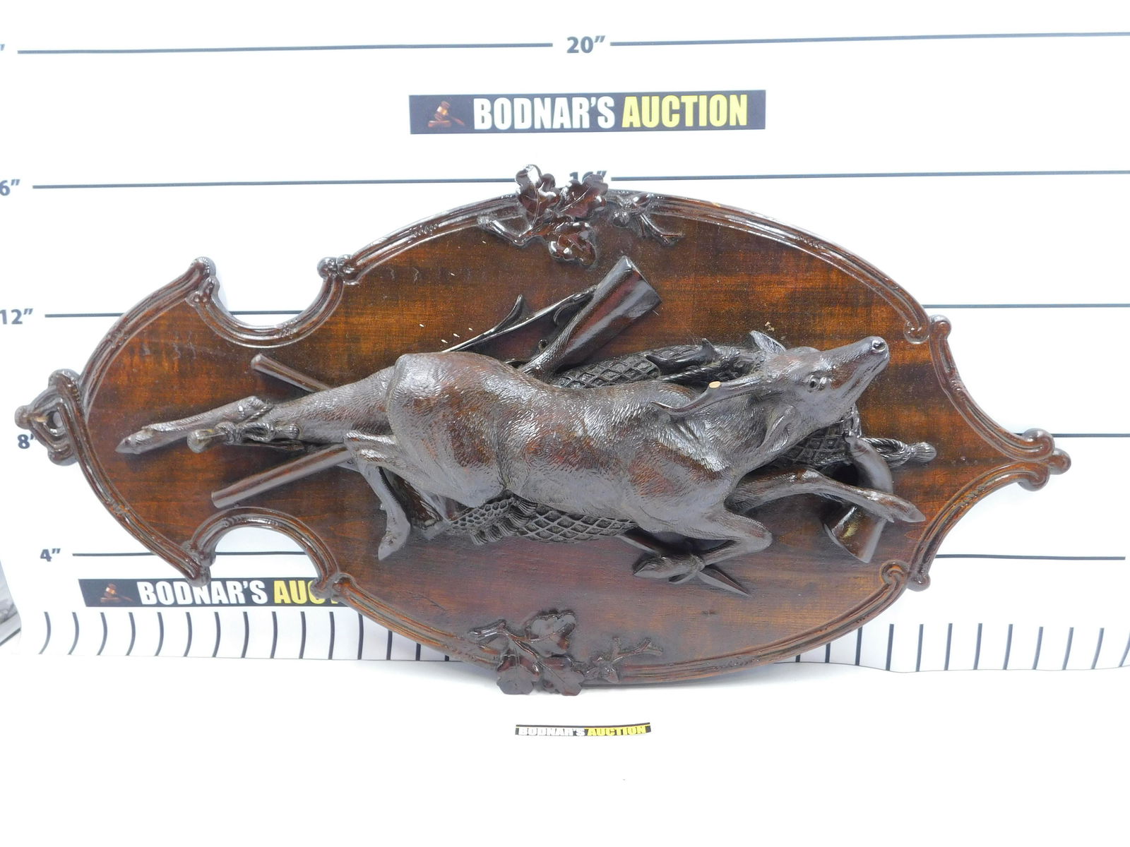 19th Century Hand Carved Mahogany Game Plaque (1 of 8)