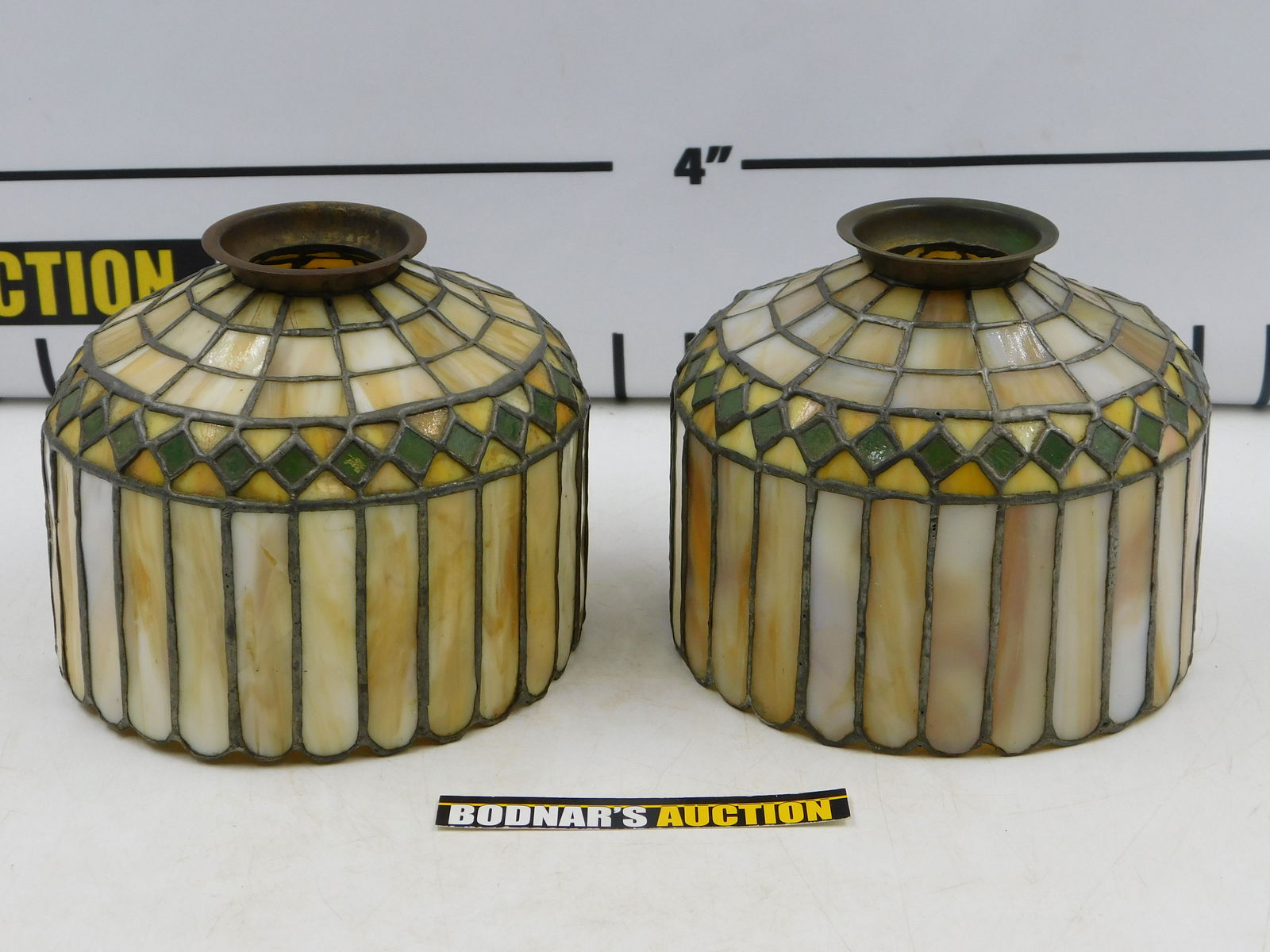 Pair of Slag Glass Lamp Shades (1 of 9)