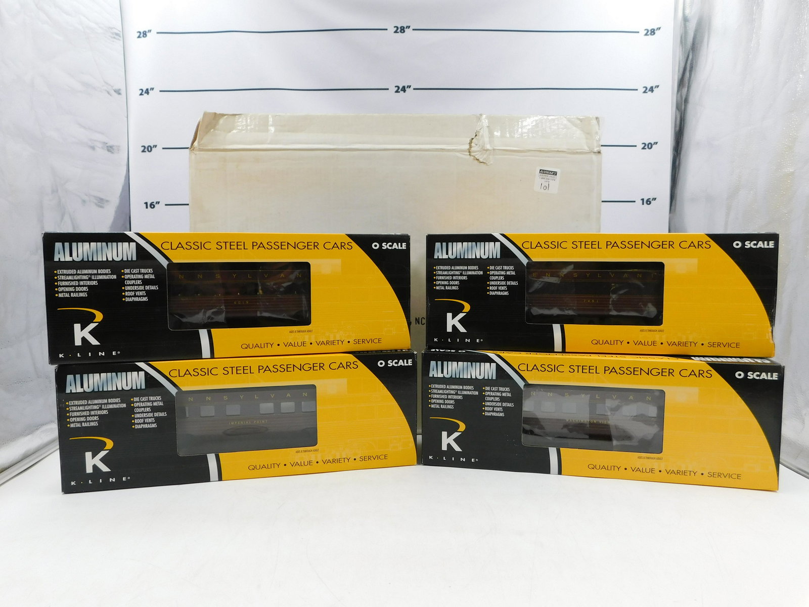 Set of 4 K-Line Aluminum Streamlined Passenger Cars (1 of 13)