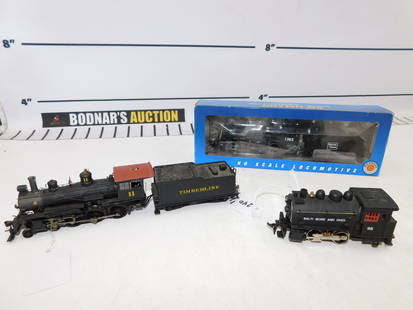 Lot of 3 HO Scale Steam Locomotives: Lot of 3 HO Scale Steam Locomotives including Bachmann Alco 2-6-0 Steam Locomotive #51706, Bachmann Spectrum Steam Locomotive and Tender 4-6-0, and Life-Like B&O Steam Locomotive #98. One come with or