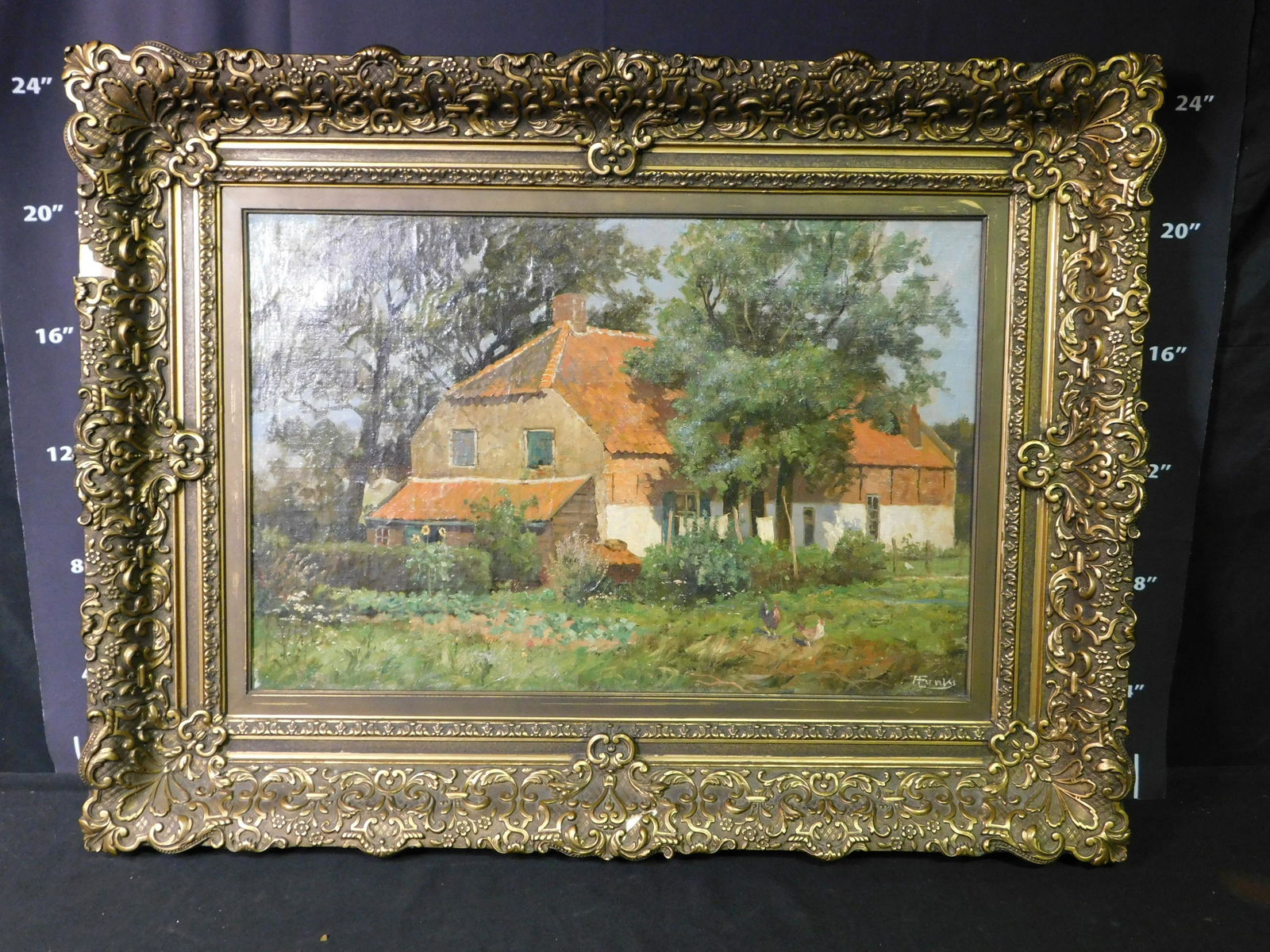 Impressionist Oil on Canvas - Cottage Scene (1 of 6)