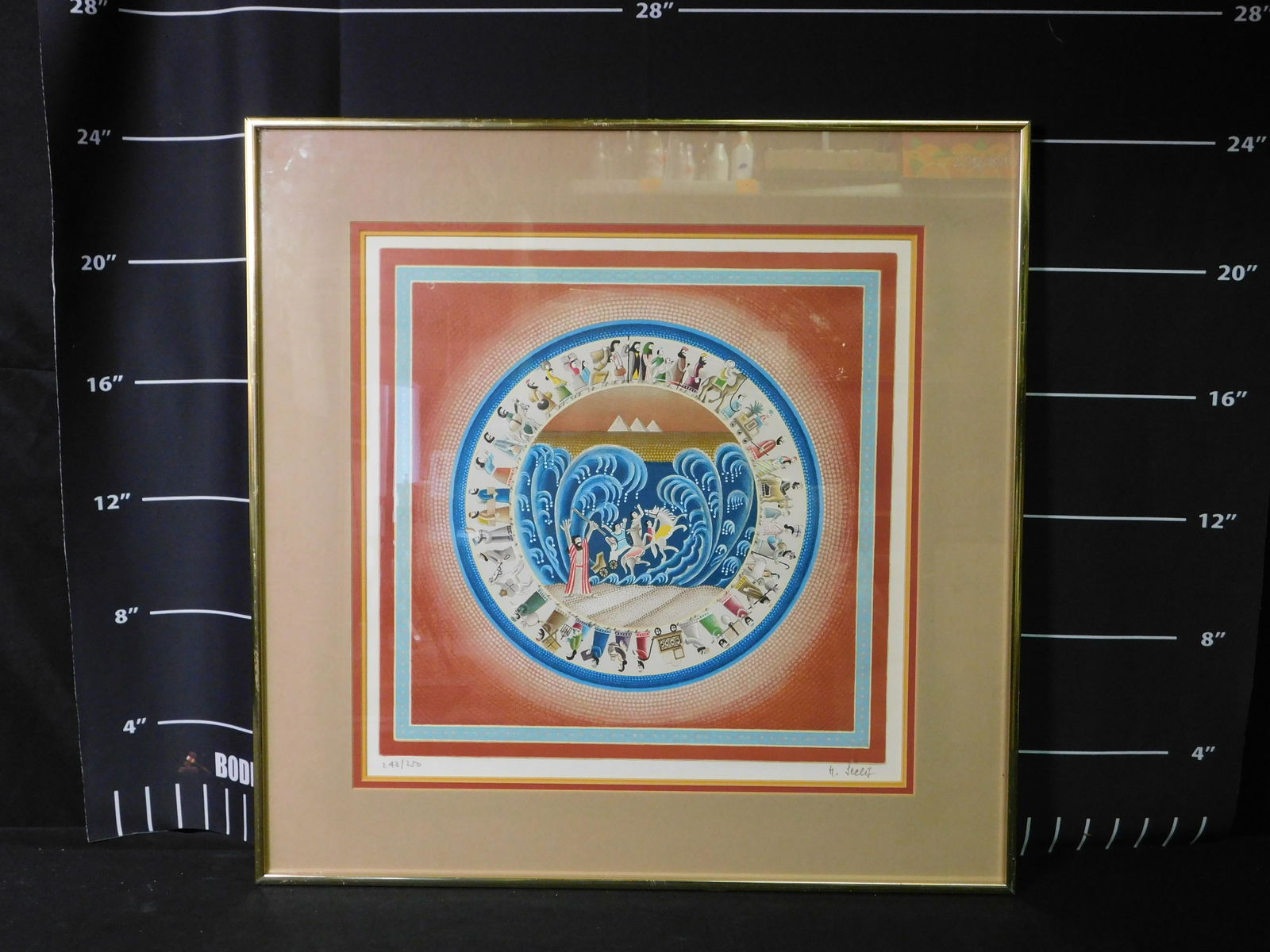 Framed Lithograph of Moses Parting Red Sea (1 of 7)