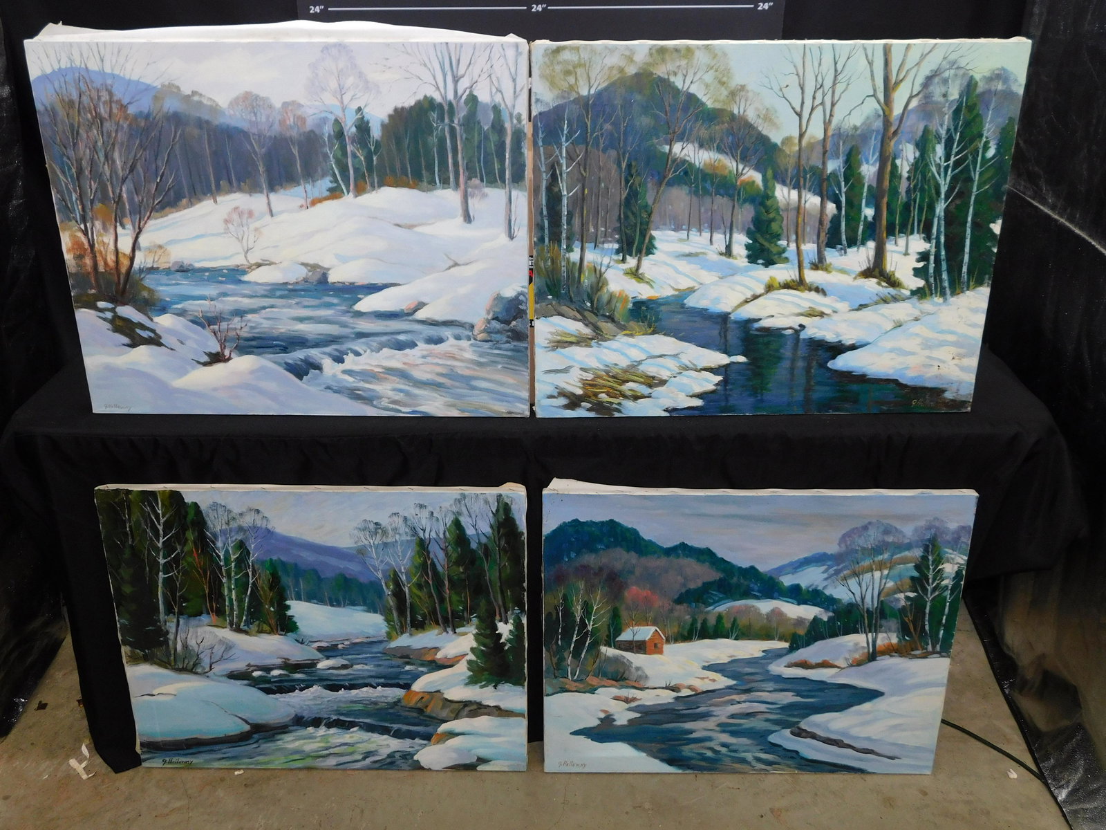 Lot of 4 Oil on Canvas by George Holloway (1 of 5)