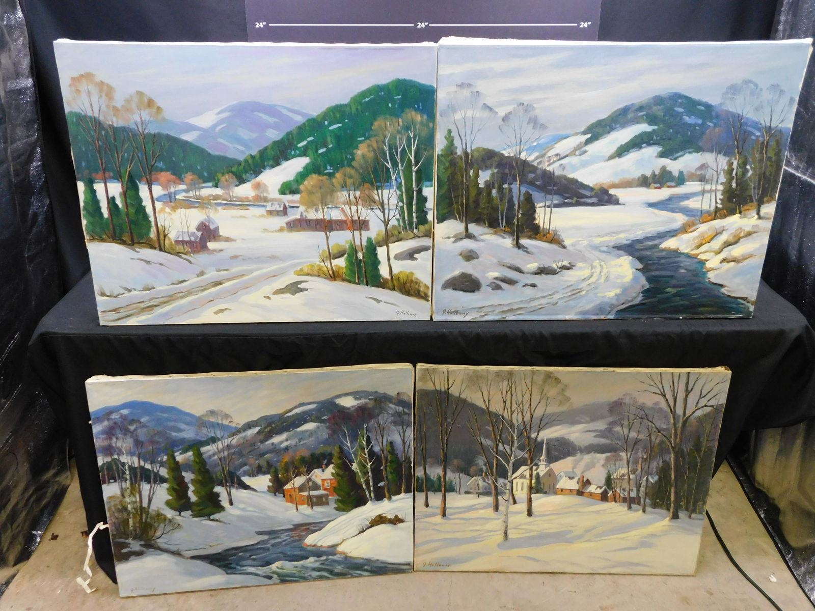 Lot of 4 Oil on Canvas by George Holloway (1 of 6)