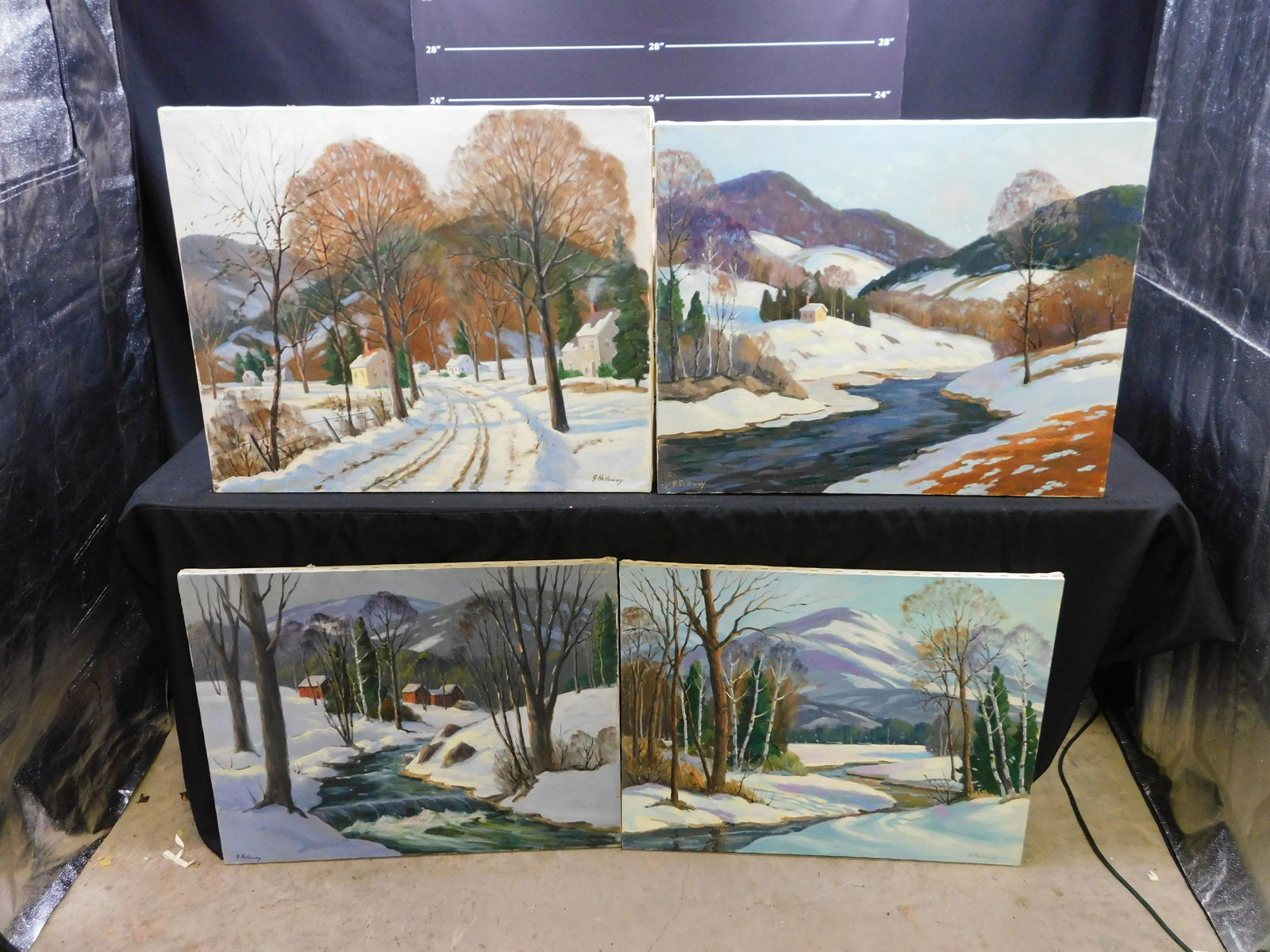 Lot of 4 Oil on Canvas by George Holloway (1 of 6)