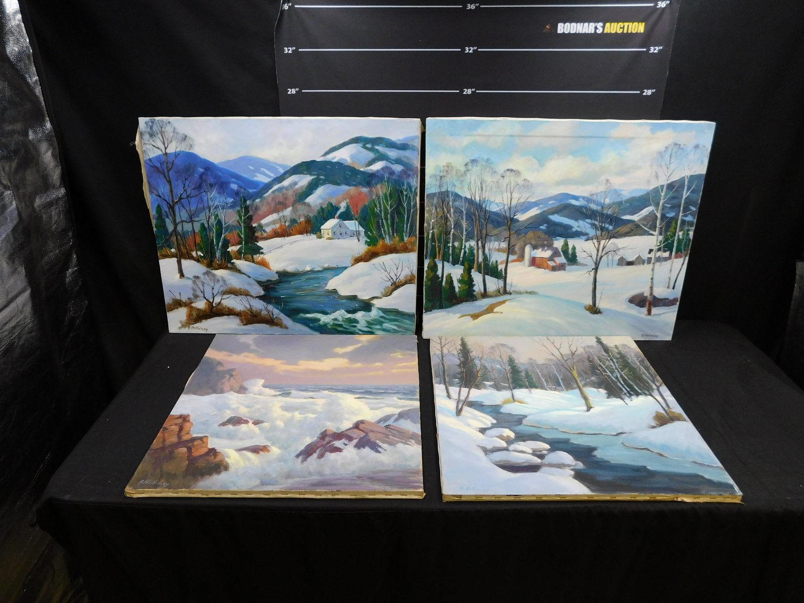 Lot of 4 Oil on Canvas by George Holloway (1 of 6)