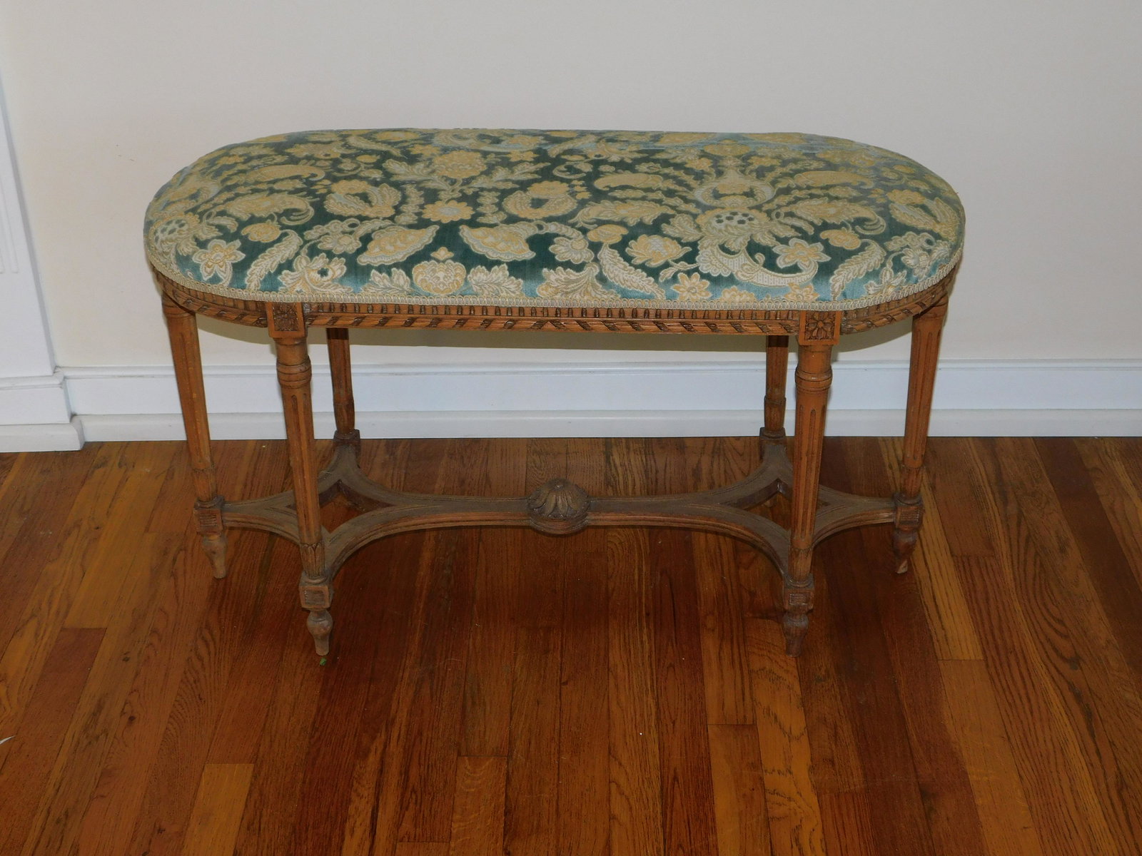 1920's French Walnut Vanity Bench (1 of 4)