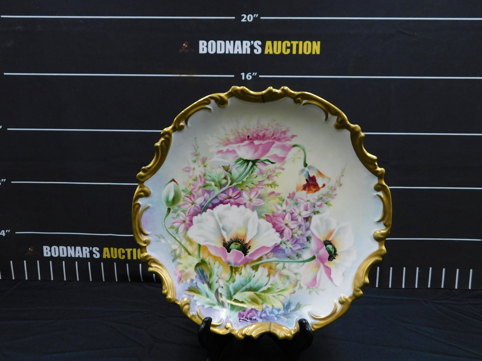Limoges Hand Painted Portrait Plate of Flowers (1 of 6)